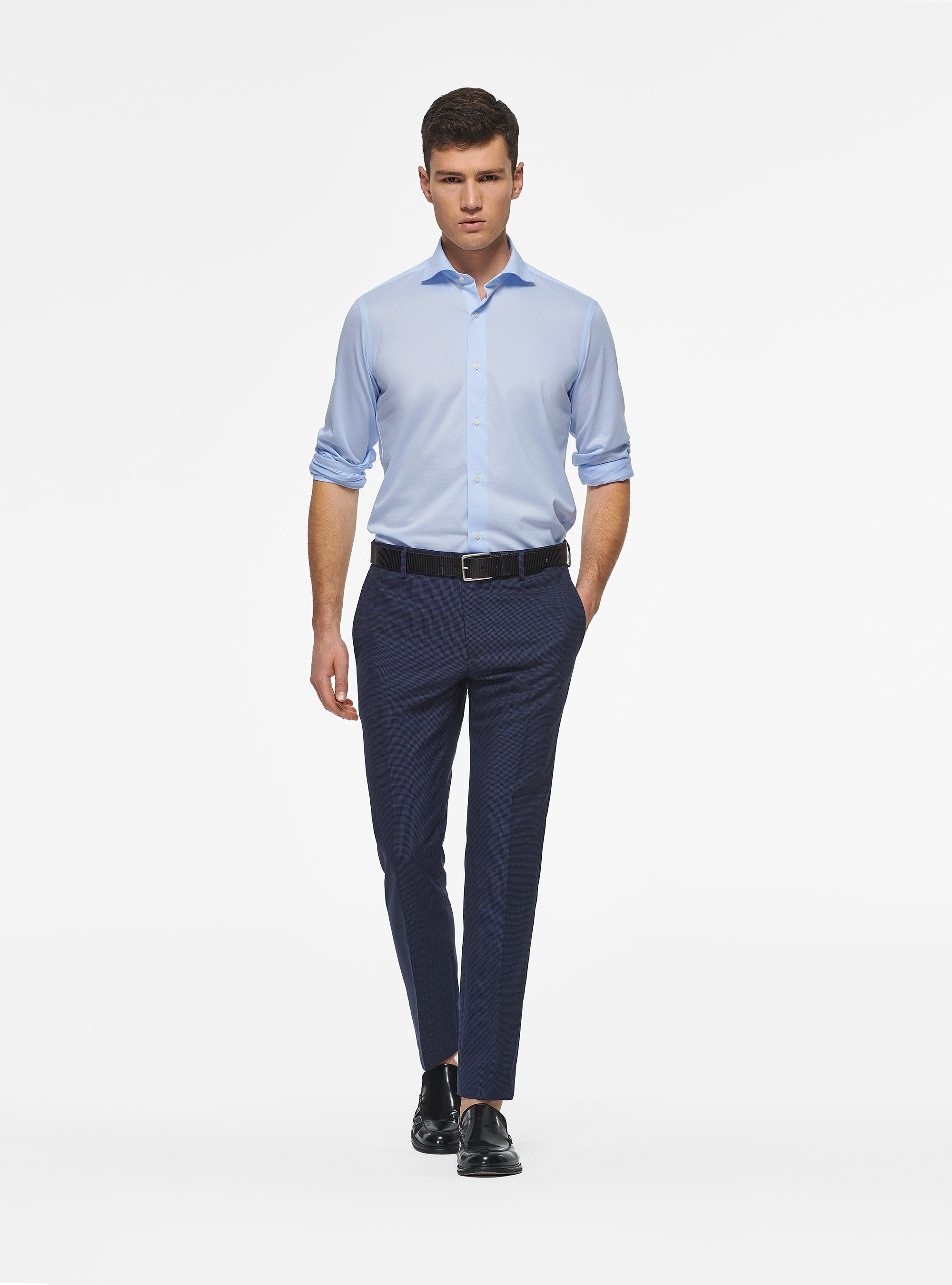 Camicia piquet in tessuto COOLMAX, AZZURRO
