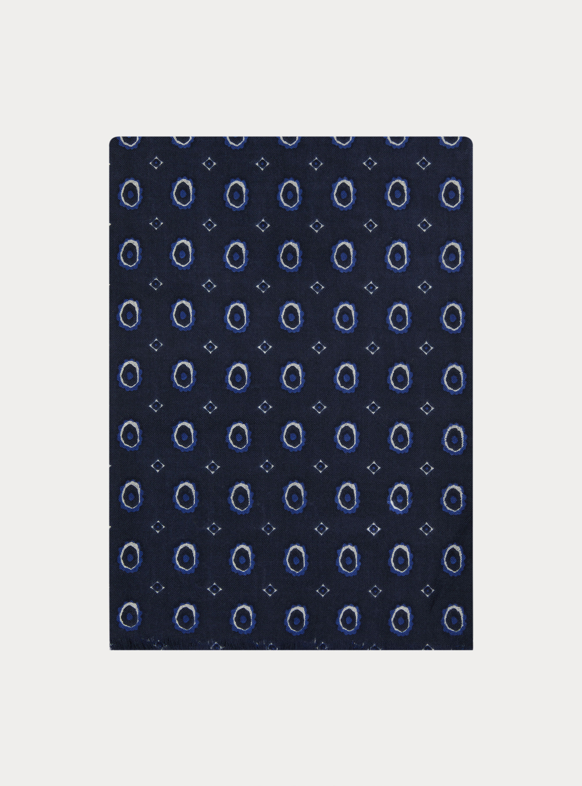 Patterned wool scarf, NAVY BLUE