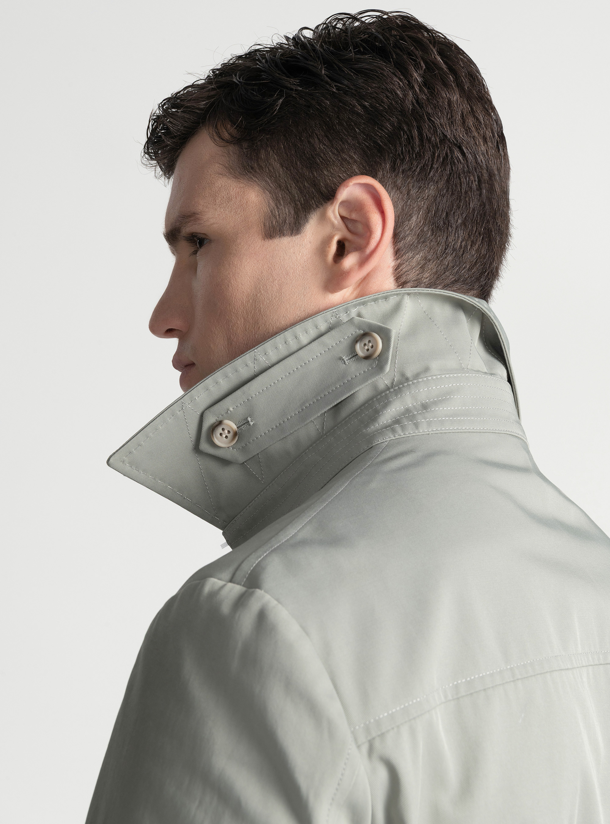 Trench in twill di cotone, SALVIA 0602C