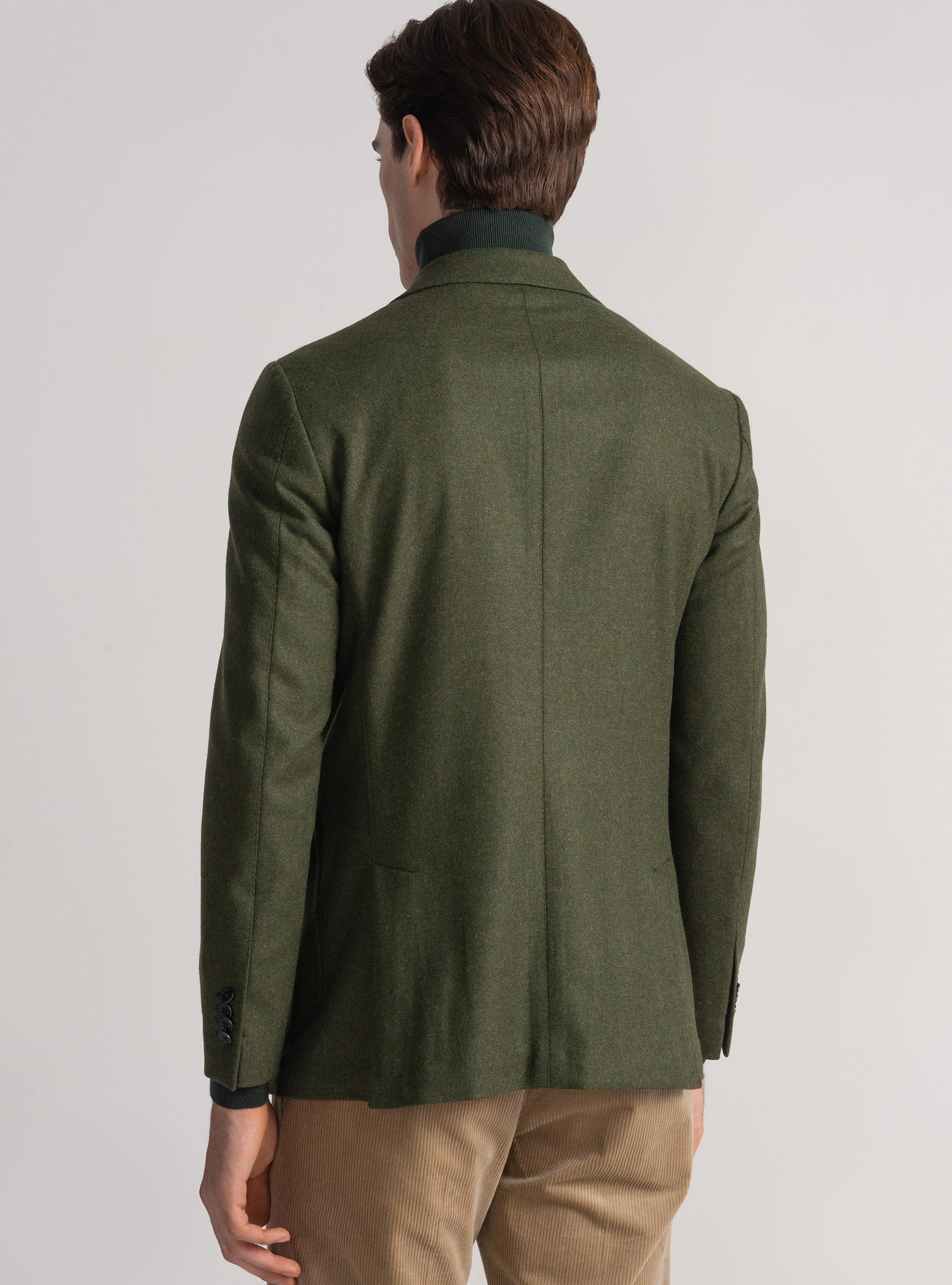 Double-breasted flannel blazer, GREEN