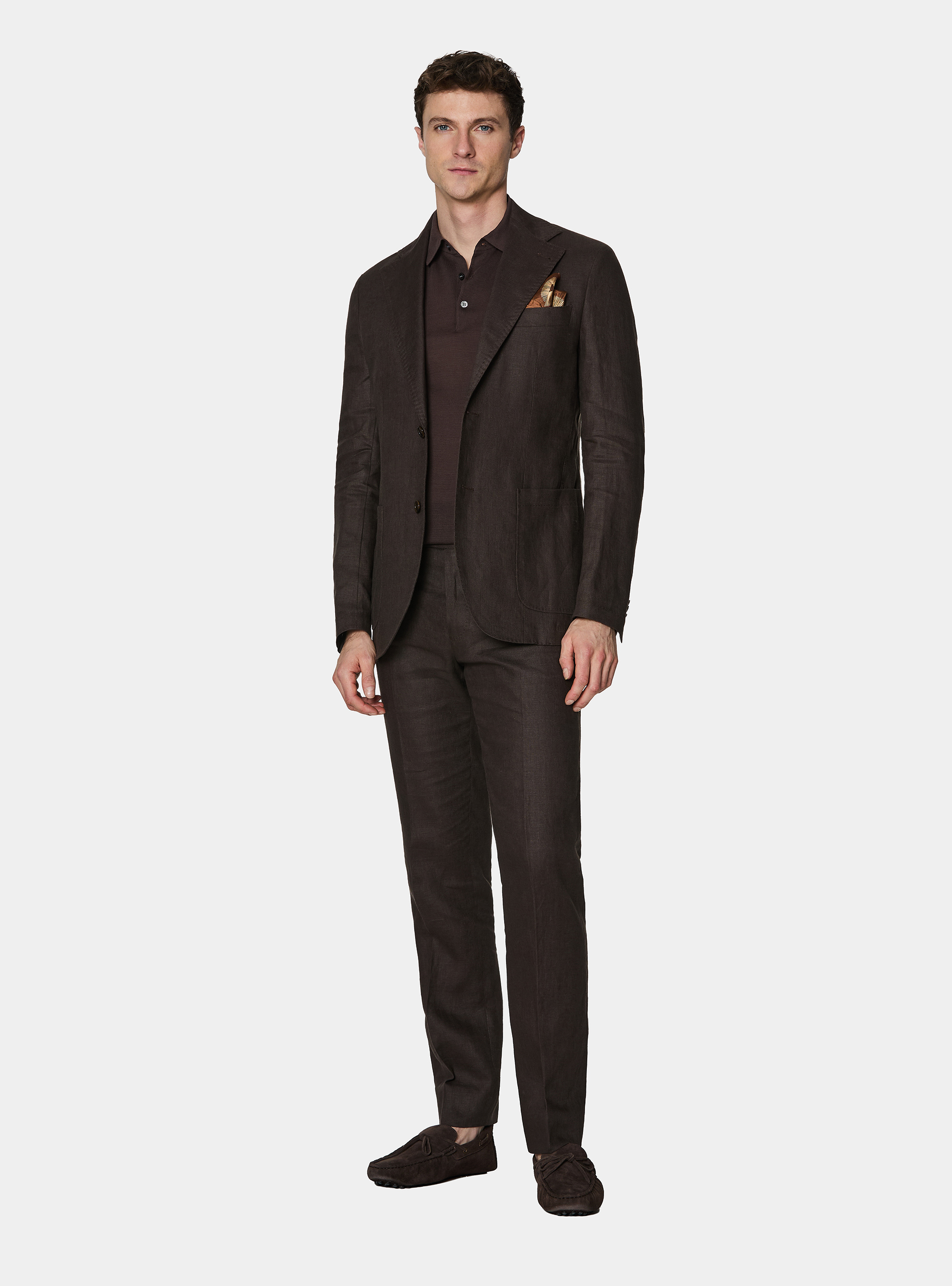 Veste de costume en pur lin, MARRON