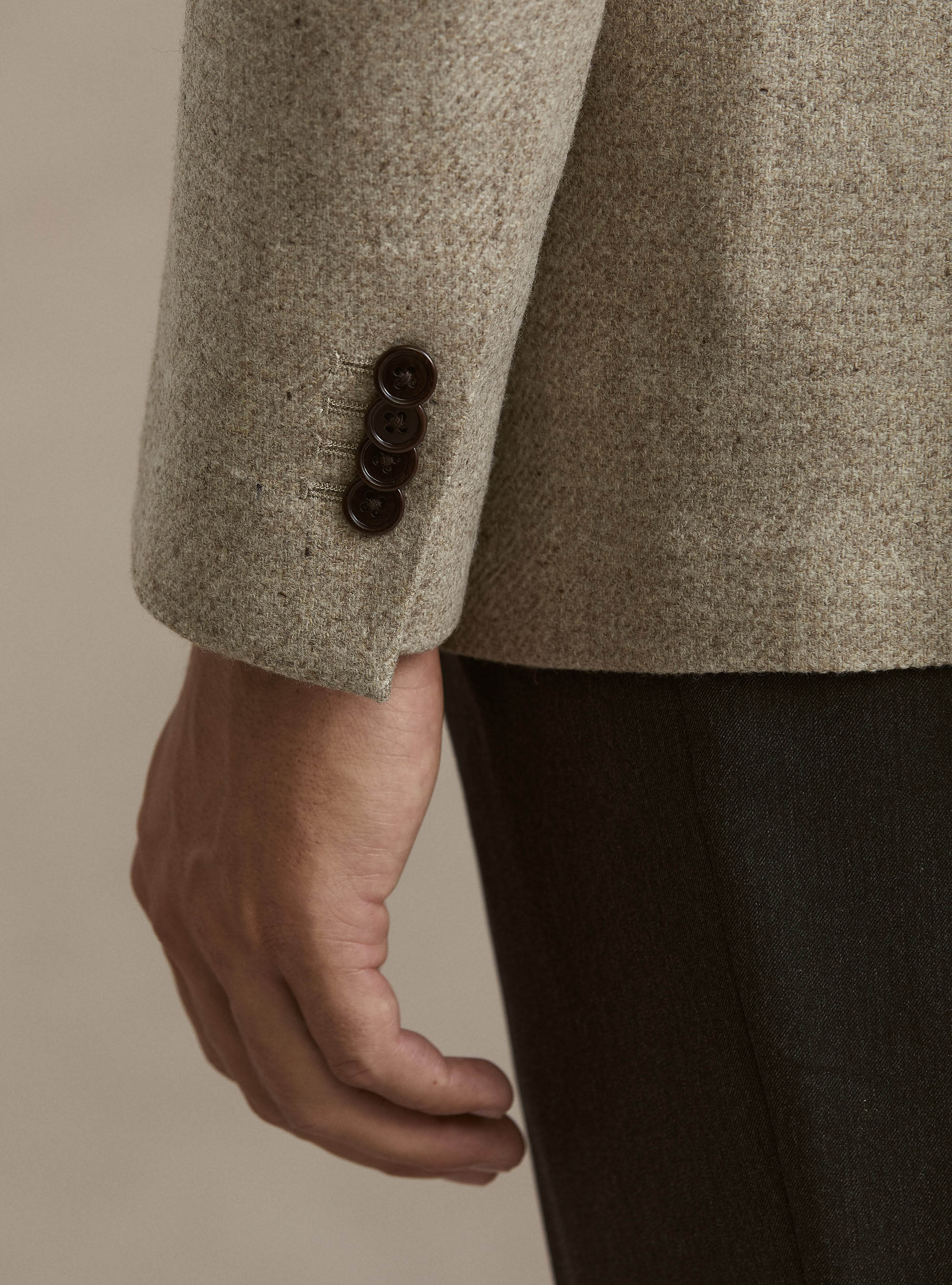 Wool and Cashmere Blazer Lanificio di Pray, SAND