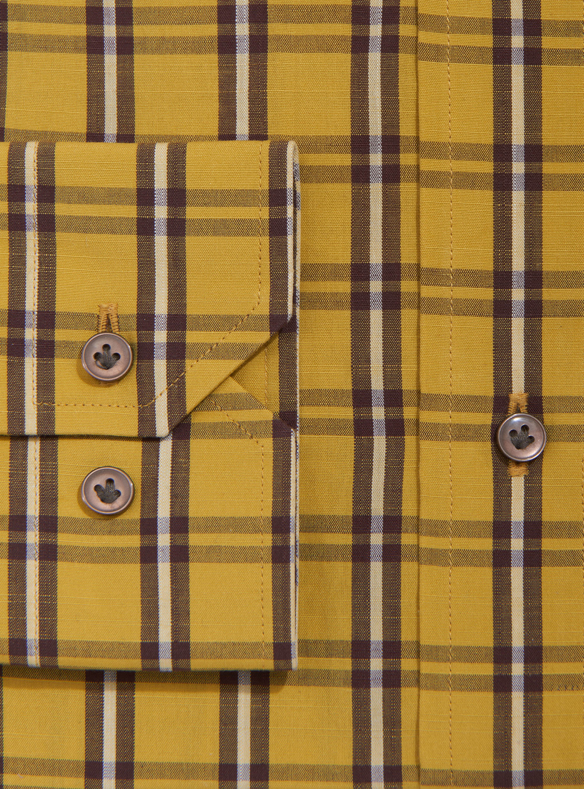 Camicia button down in cotone a quadri con taschino, 0711C OCRA
