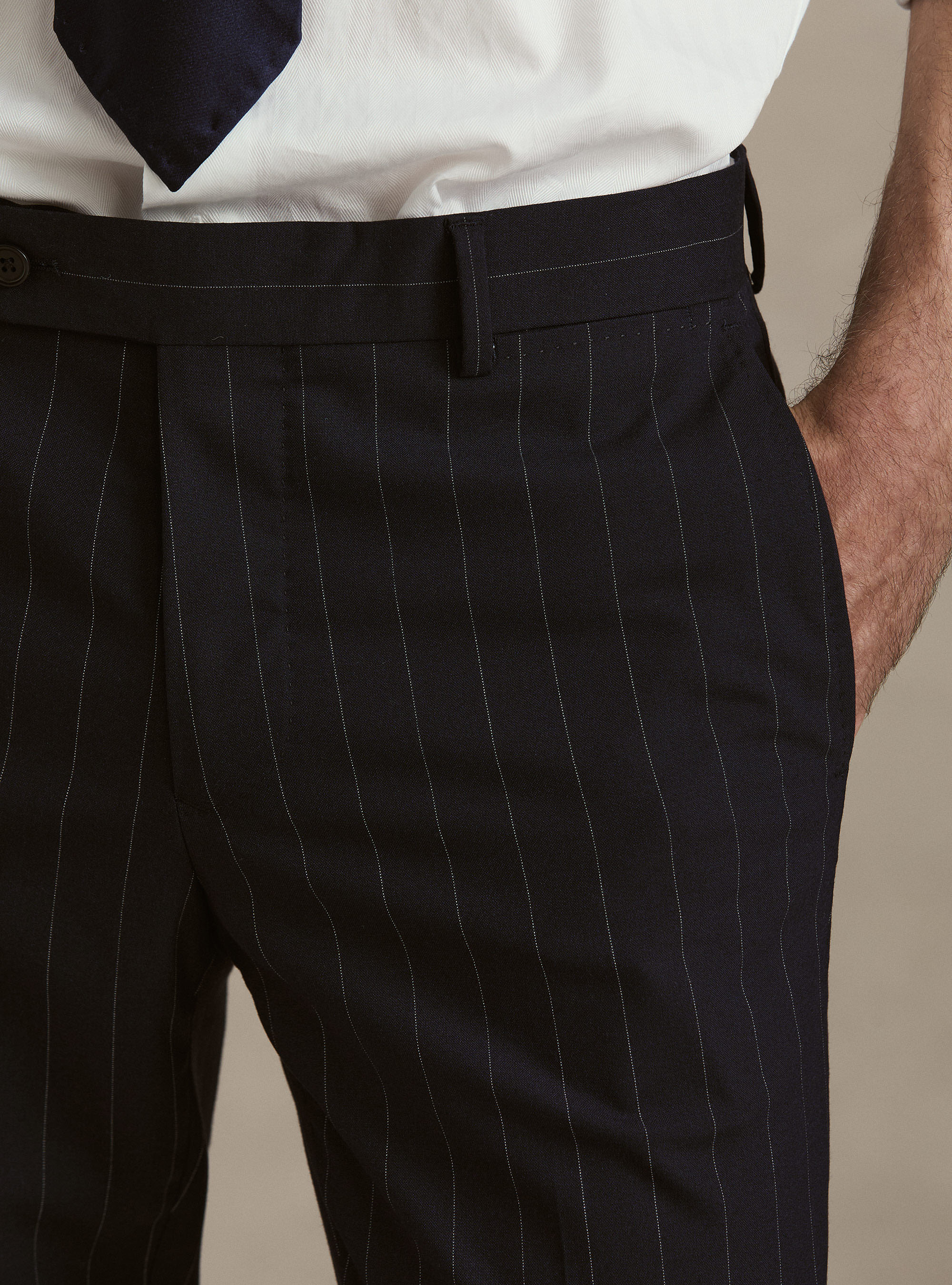 Pinstripe suit trousers, NAVY BLUE