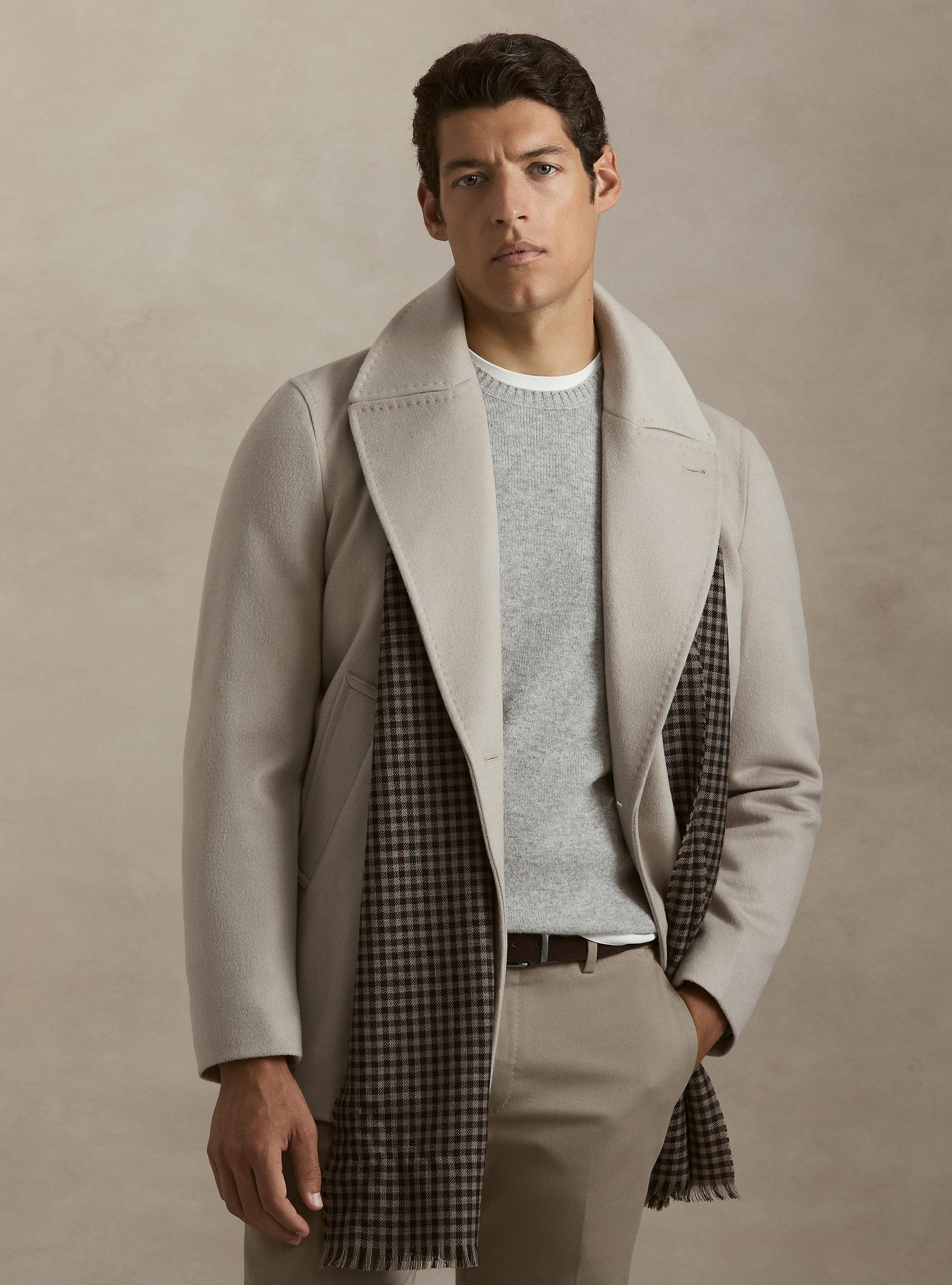 Wool-cashmere peacoat, ECRU 0536C