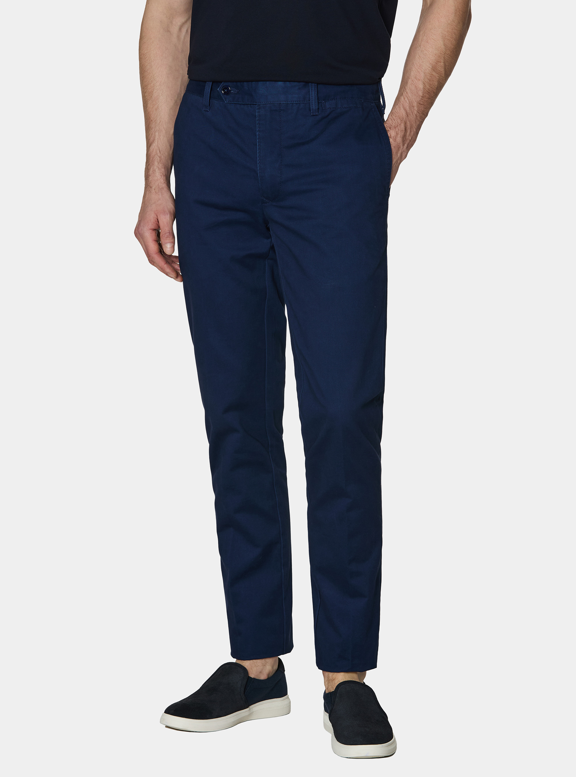 Cotton twill chino trousers, BLUE