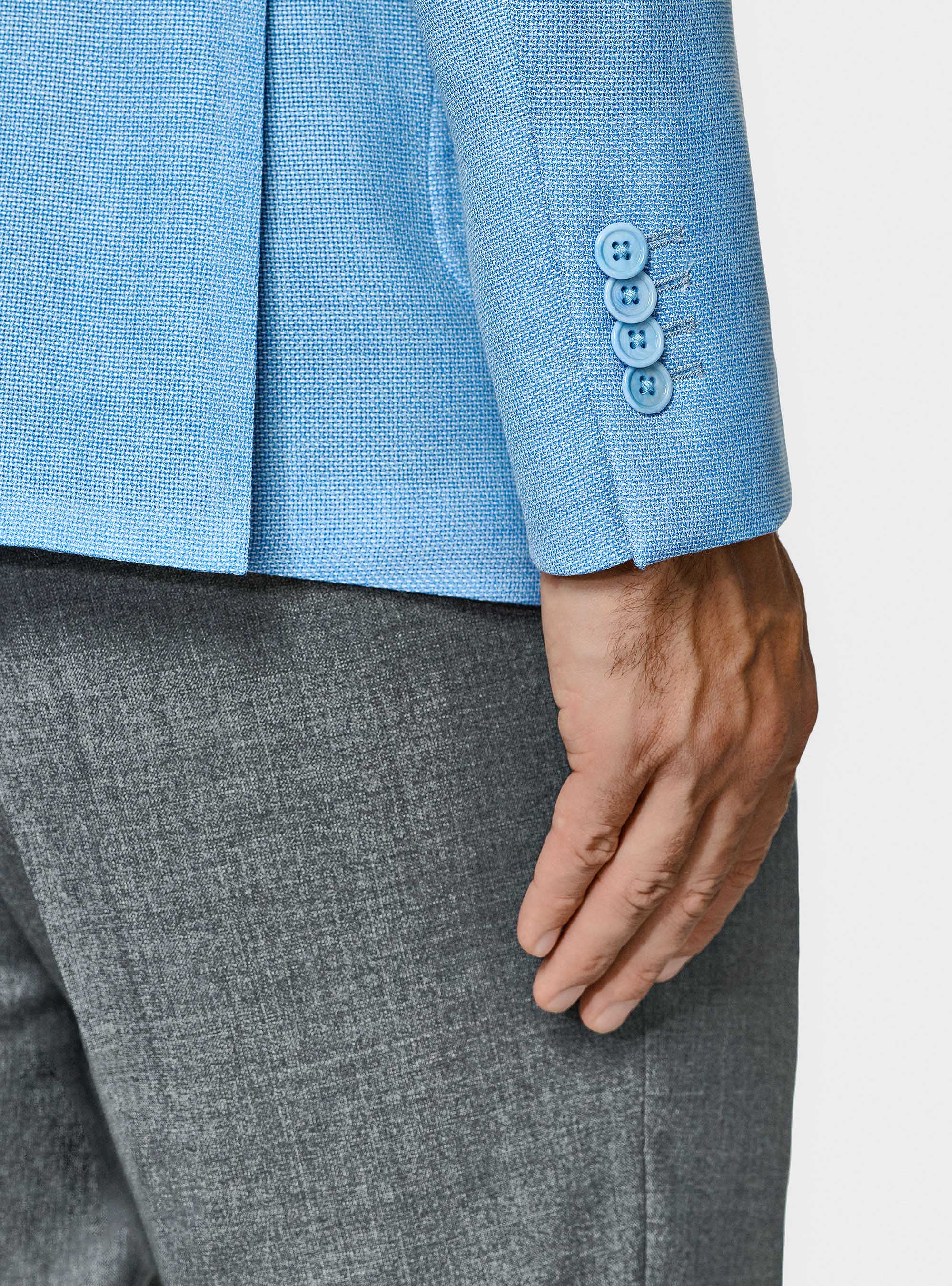 Pure wool hopsack blazer Vitale Barberis Canonico, LIGHT BLUE