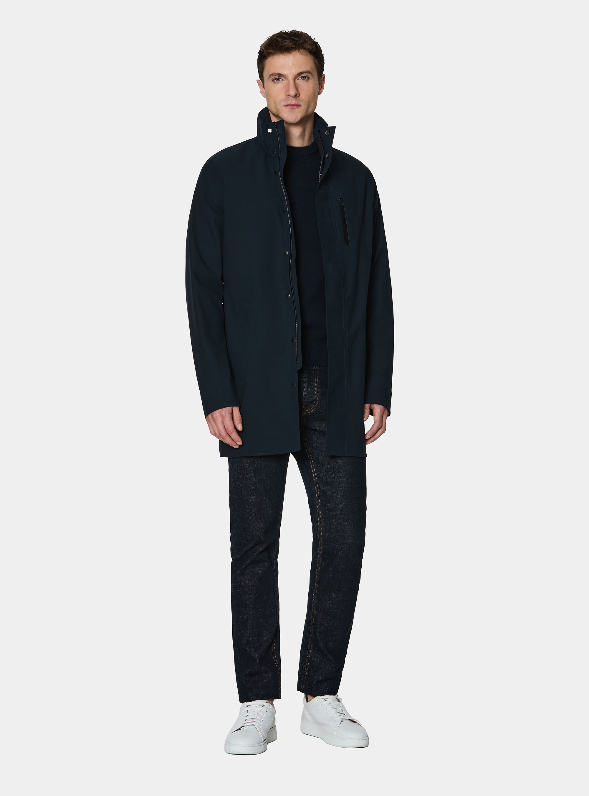 Blouson long GT01 en tissu technique, BLEU MARINE