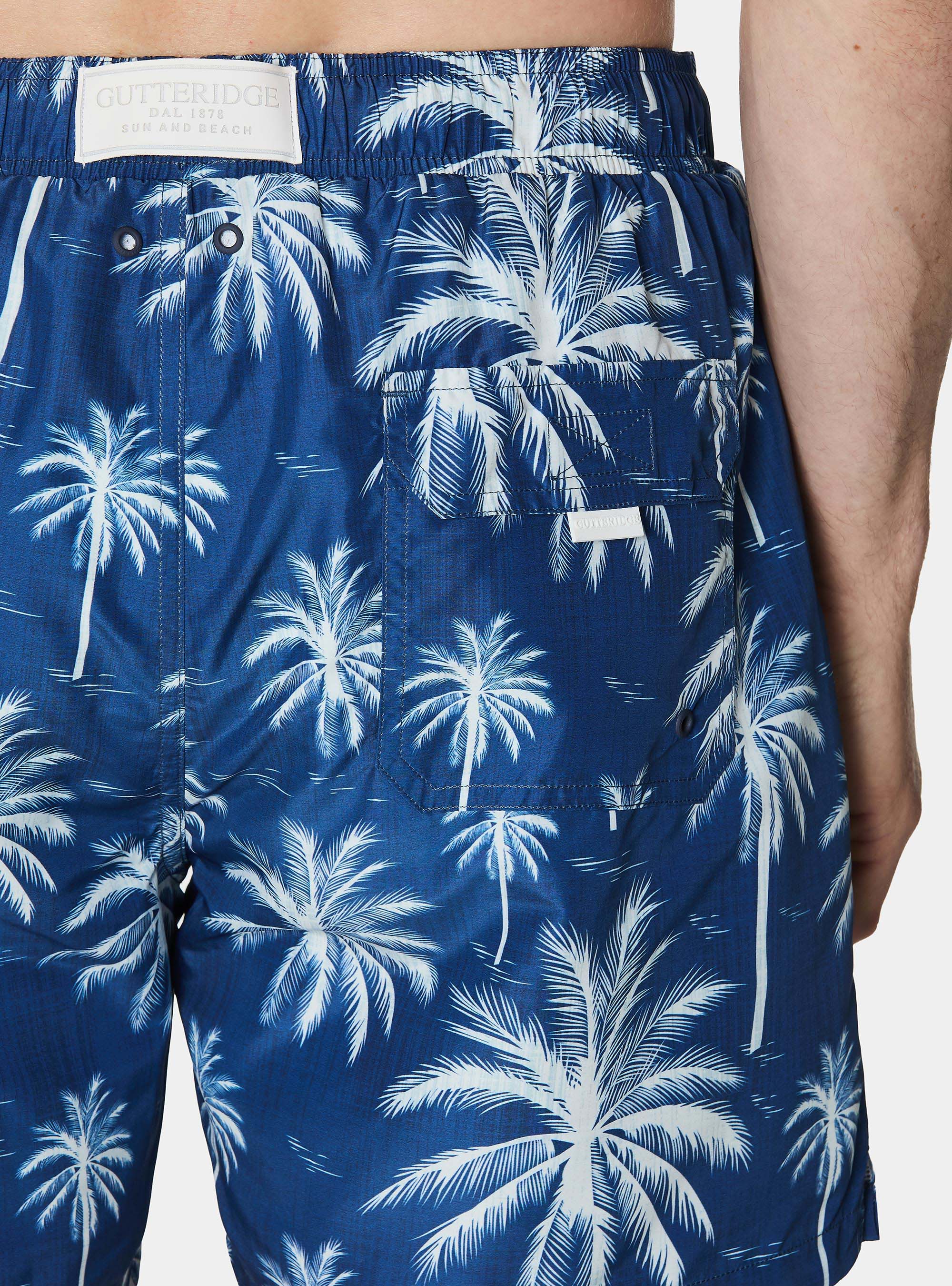 Badeanzug mit Palmenprint, BLUE 0241C