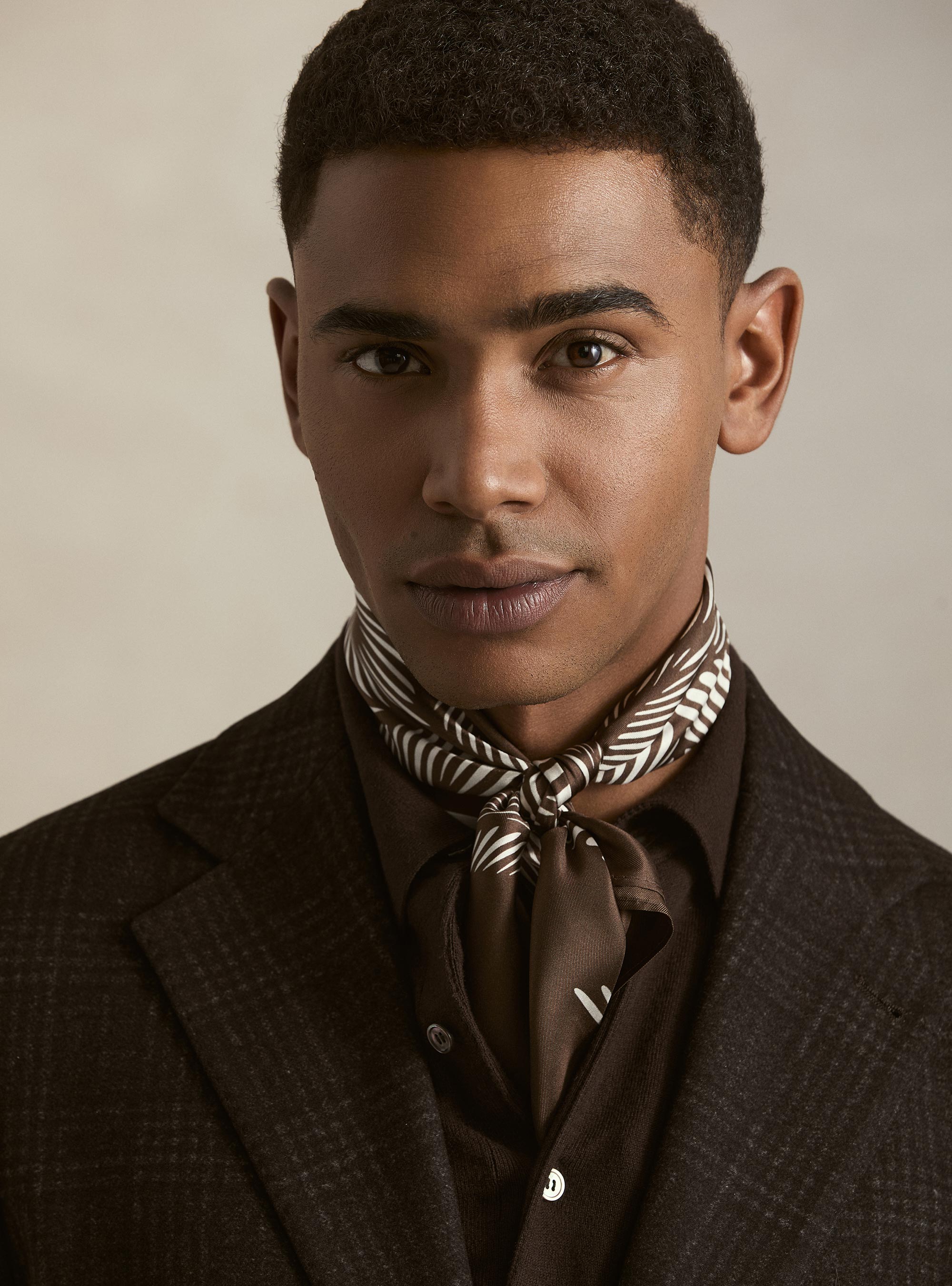 Single-Breasted Printed Jersey Blazer, BROWN