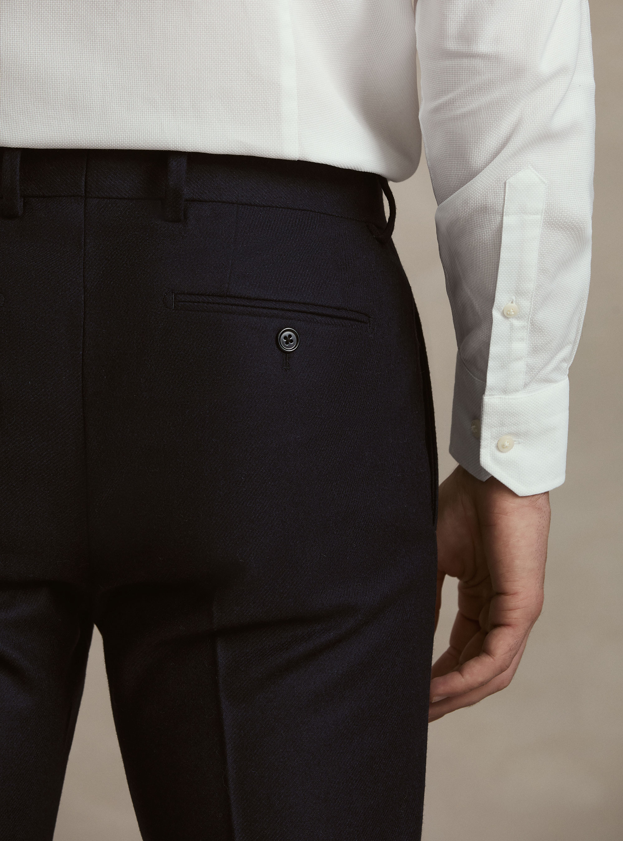 Wool blend flannel trousers, NAVY BLUE
