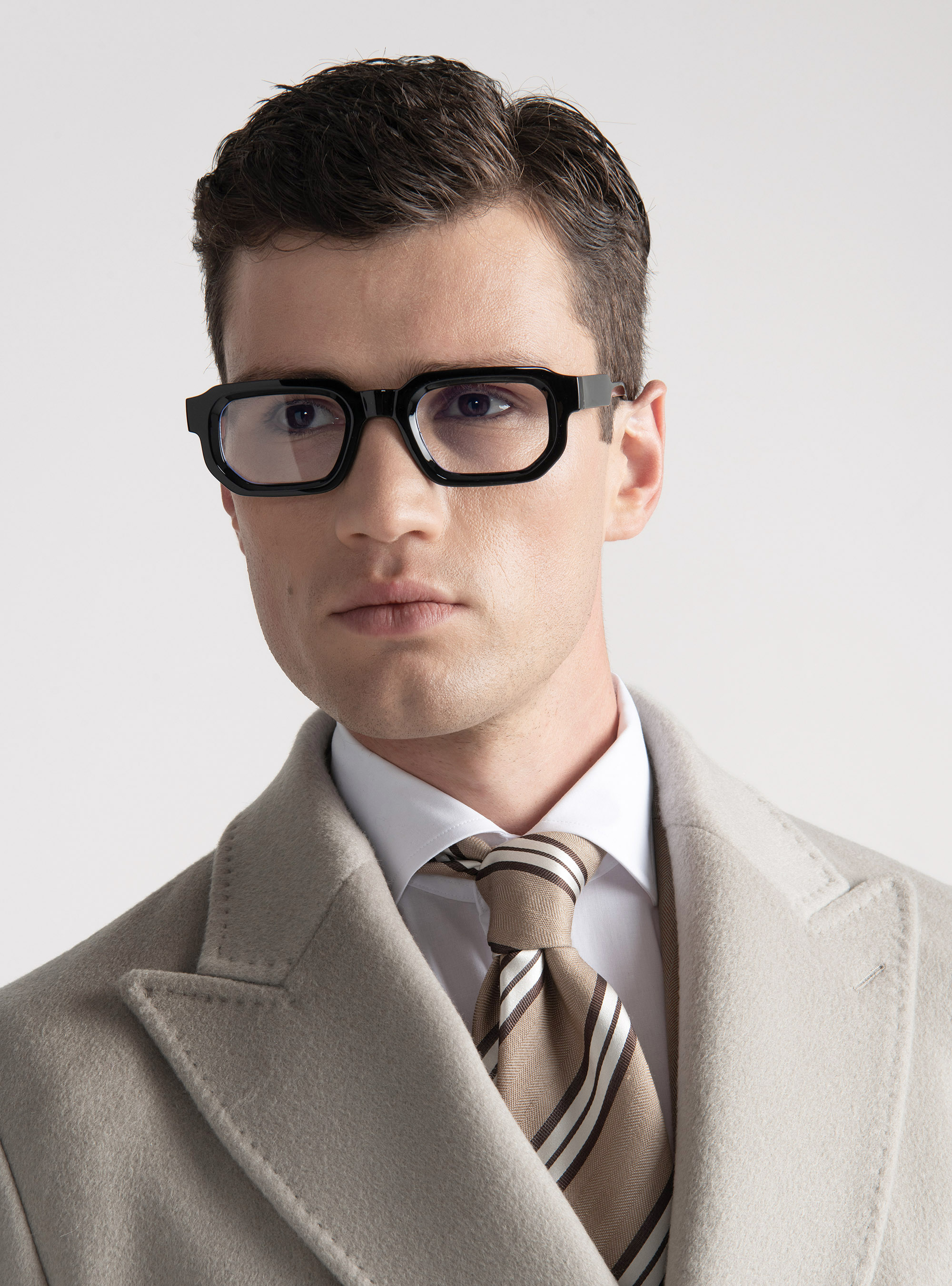 Double-breasted coat in 100% cashmere, ECRU 0536C