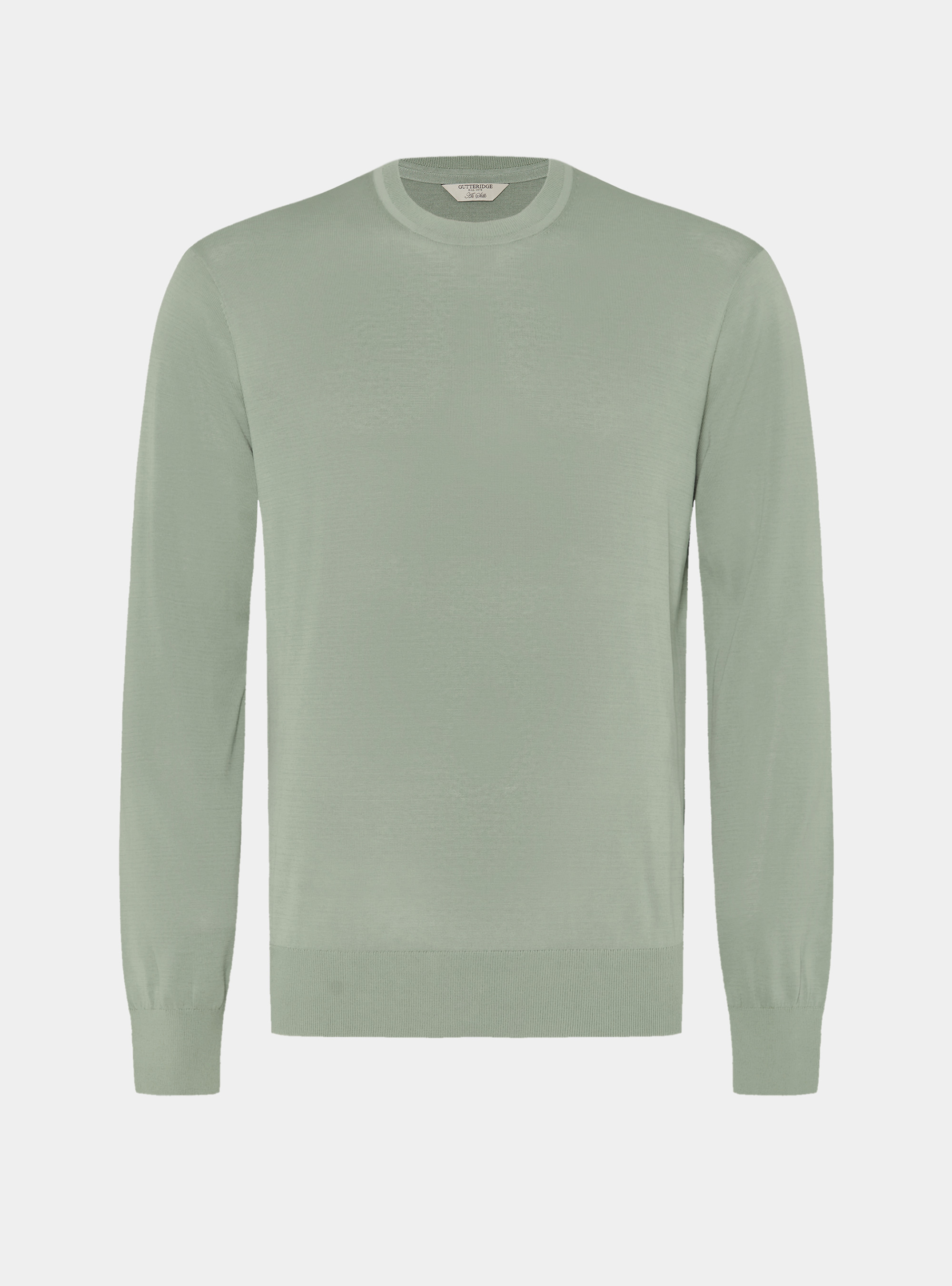 Maglia girocollo in cotone e seta, SALVIA 0602C