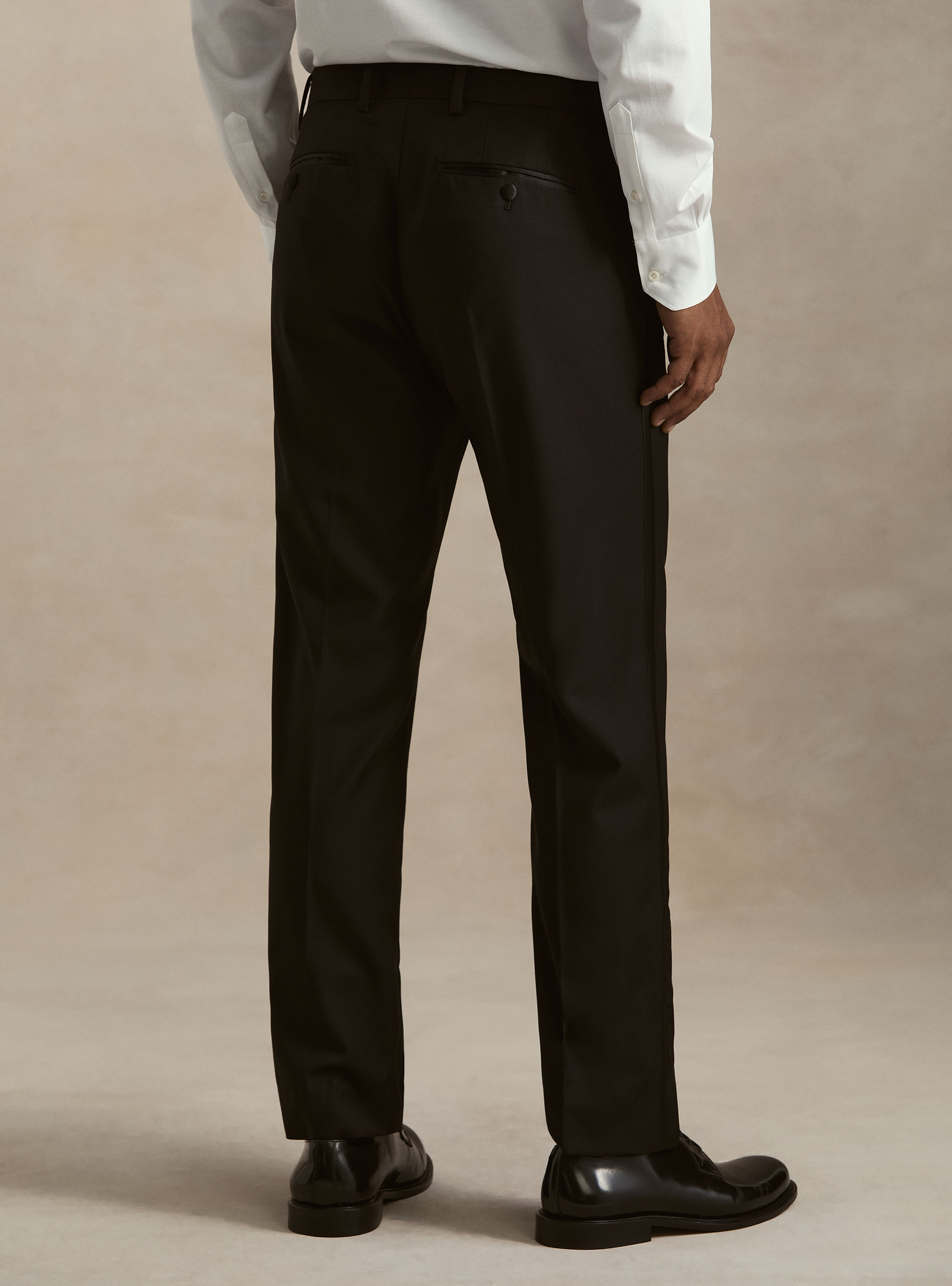 Tuxedo trousers in Super 120s wool, BLACK