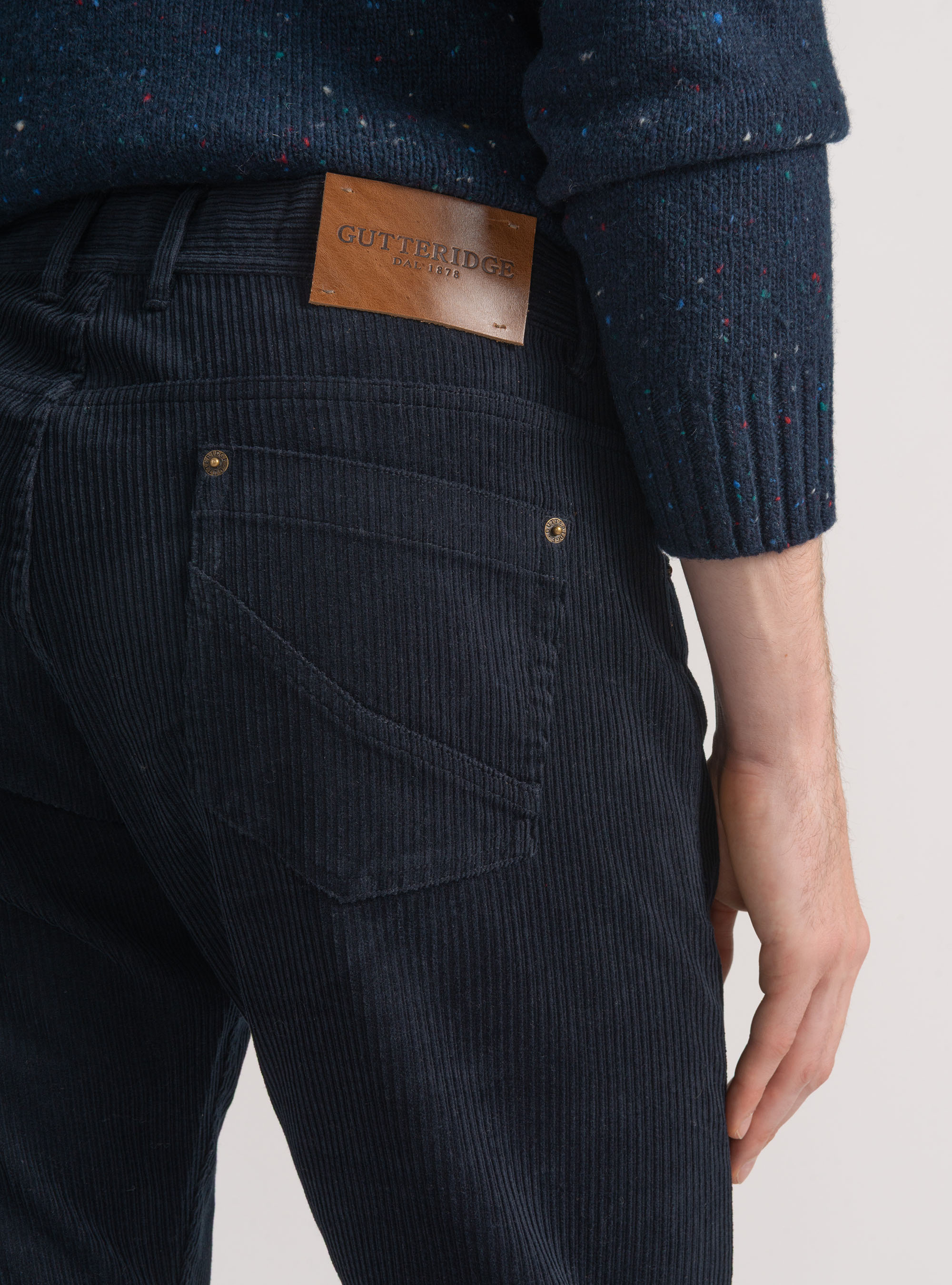 Five-Pocket-Hose aus Samt, NAVY 0218C