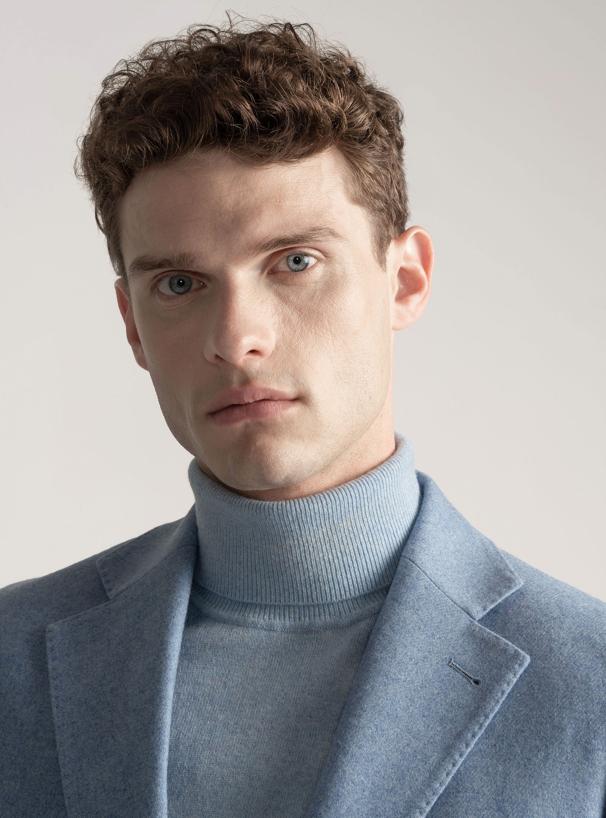 Wool-blend flannel blazer, LIGHT BLUE