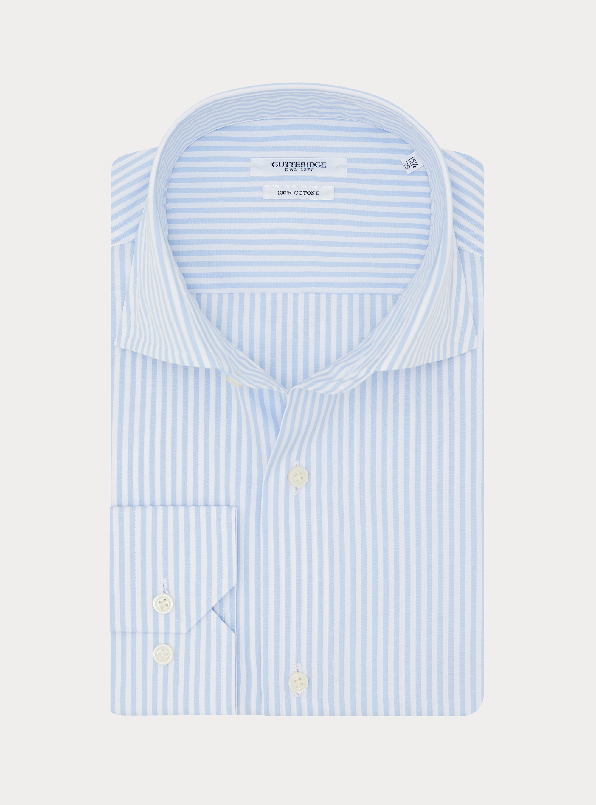 Striped cotton poplin shirt, LIGHT BLUE