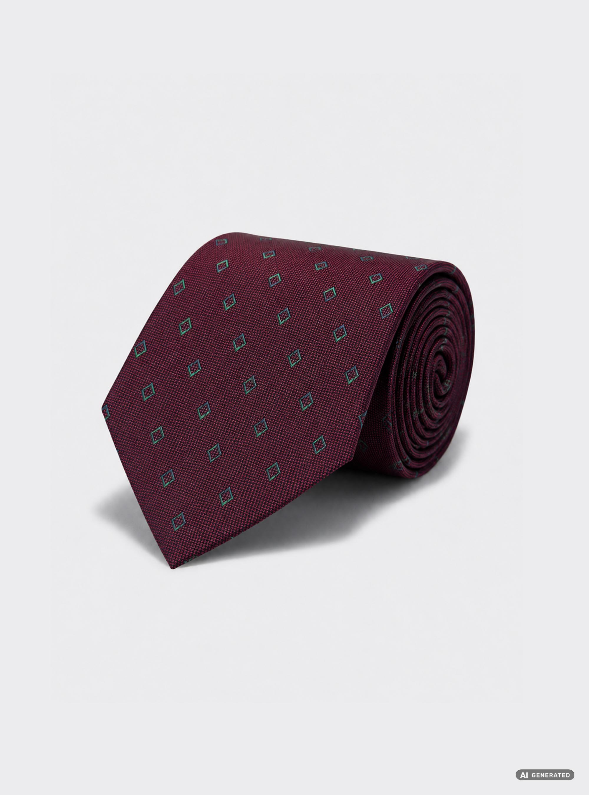 Corbata de seda jacquard con microestampado de rombos, BURDEOS
