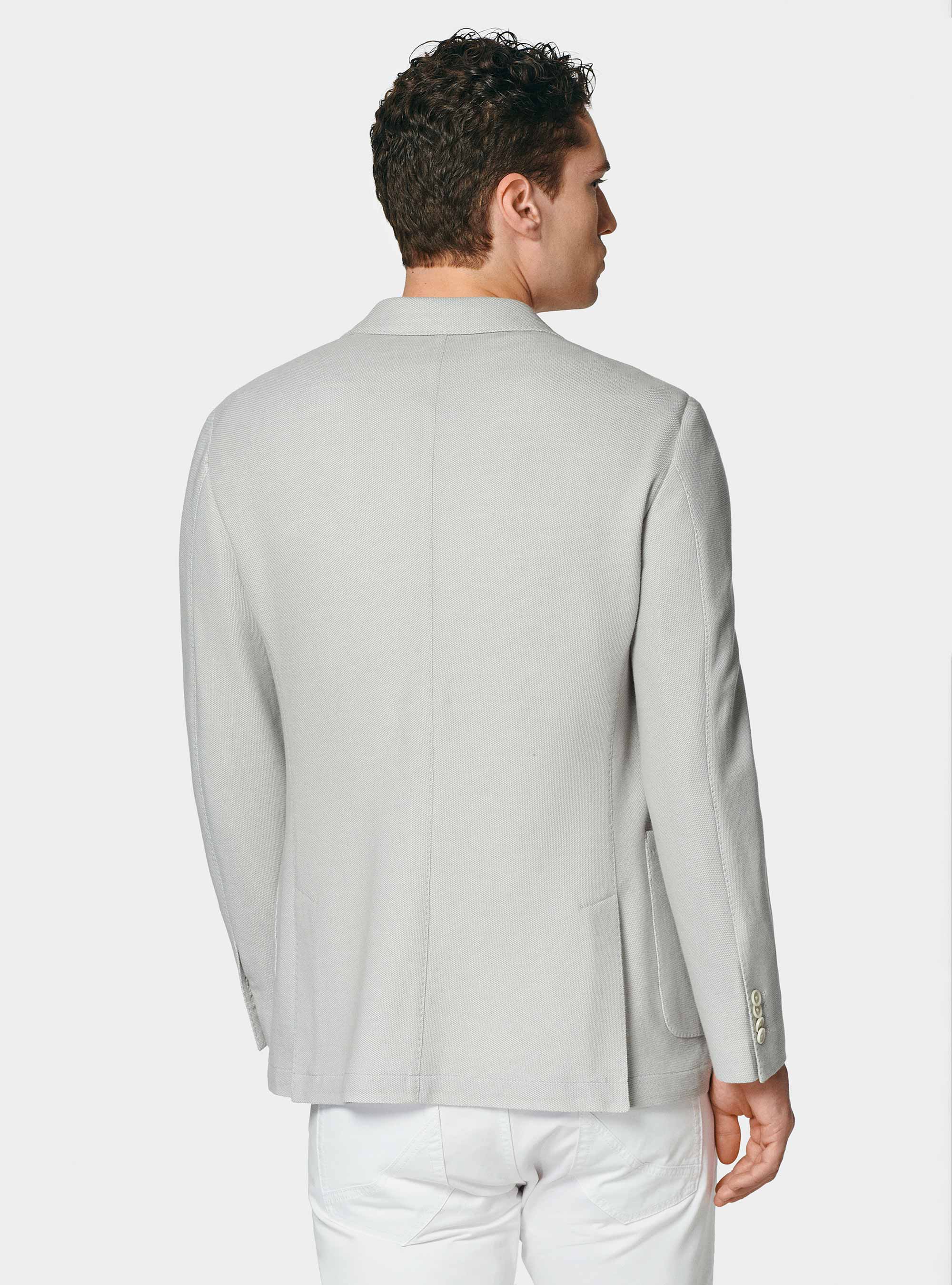 Giacca in jersey nido d'ape in misto cotone, GRIGIO CHIARO 0256C