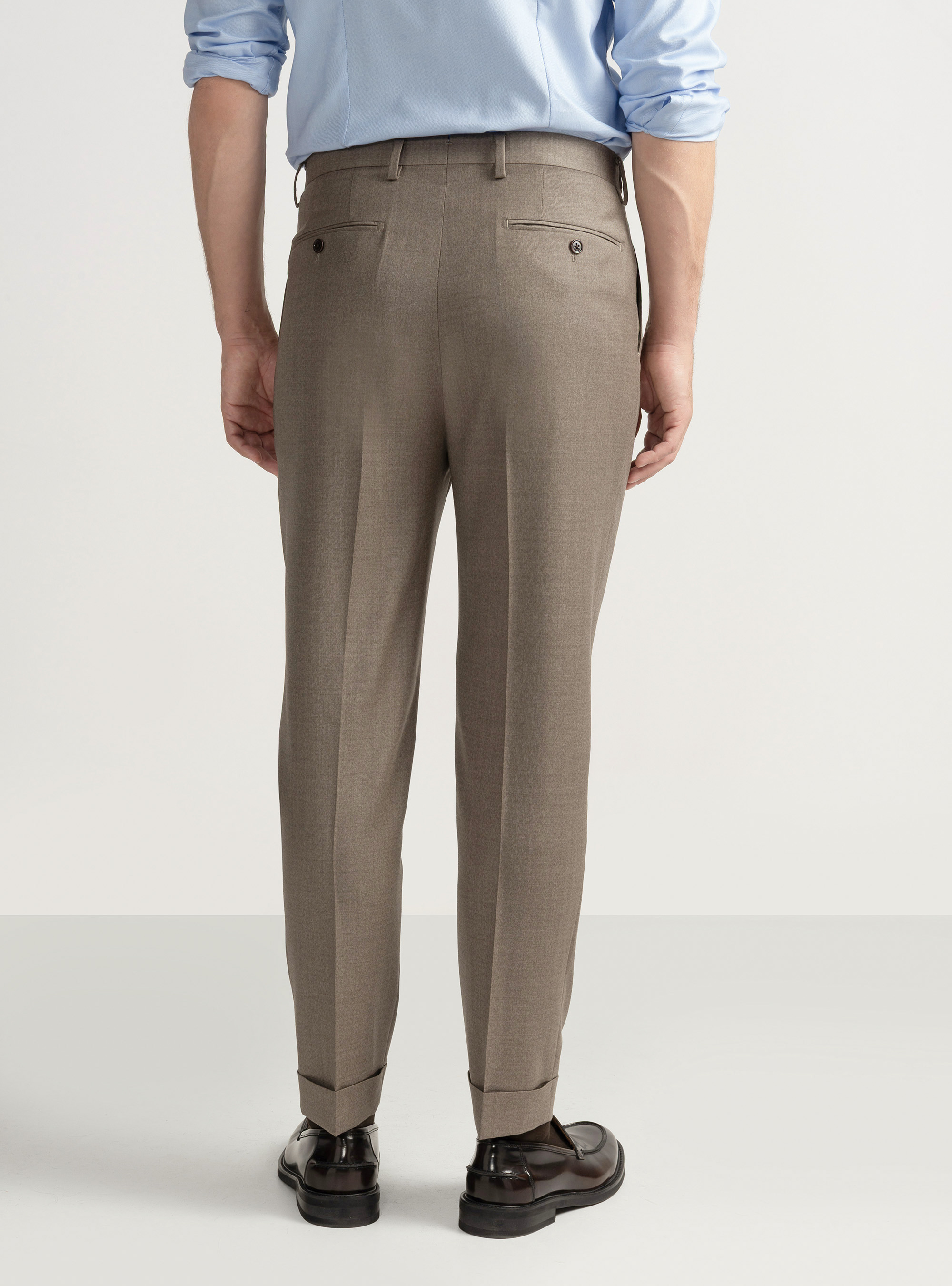Vitale Barberis Canonico wool pleat trousers, SAND