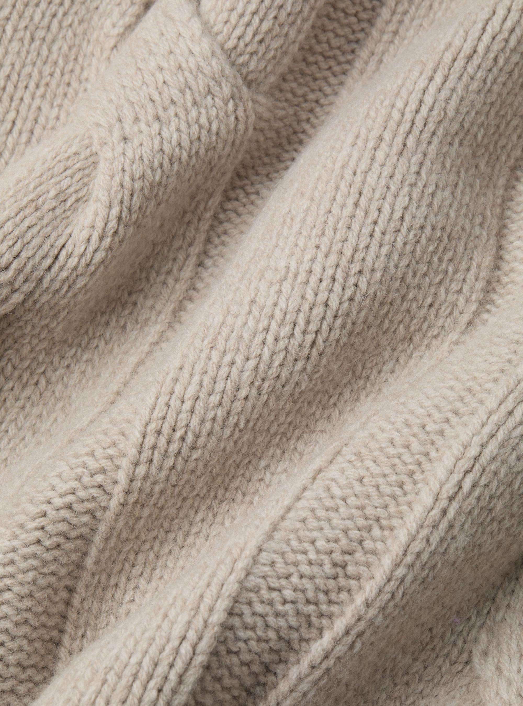 Schalkragen-Strickjacke mit Zopfmuster, ECRU 0560C