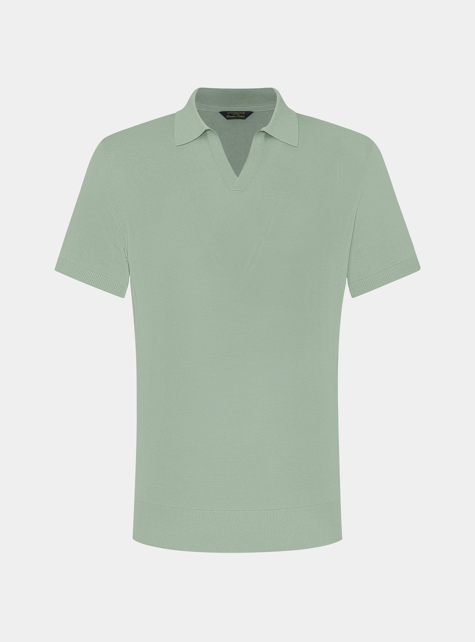 Buttonless knitted polo shirt in extra-fine cotton, SALVIA 0602C