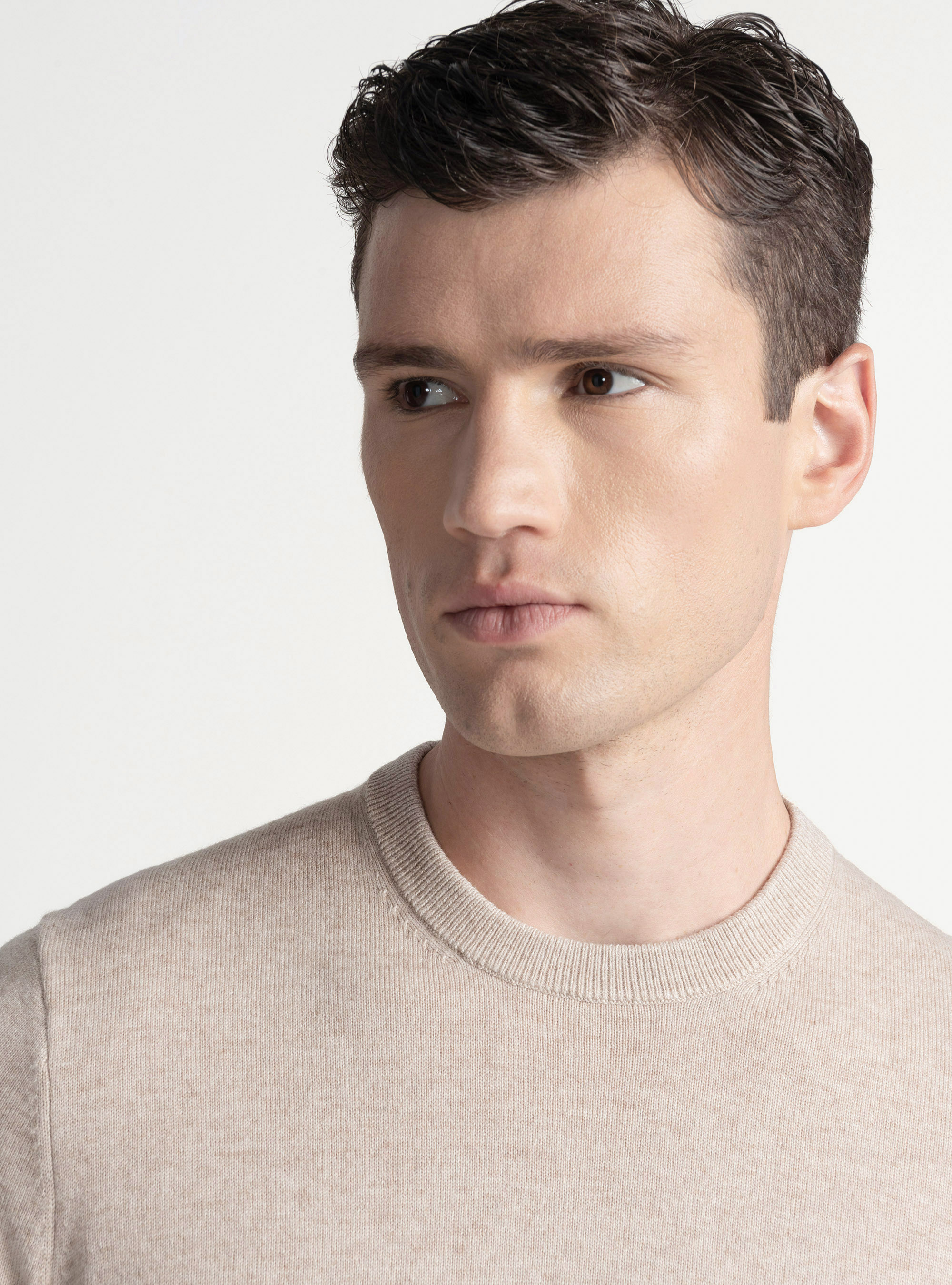 Maglia girocollo in misto lana, ECRU