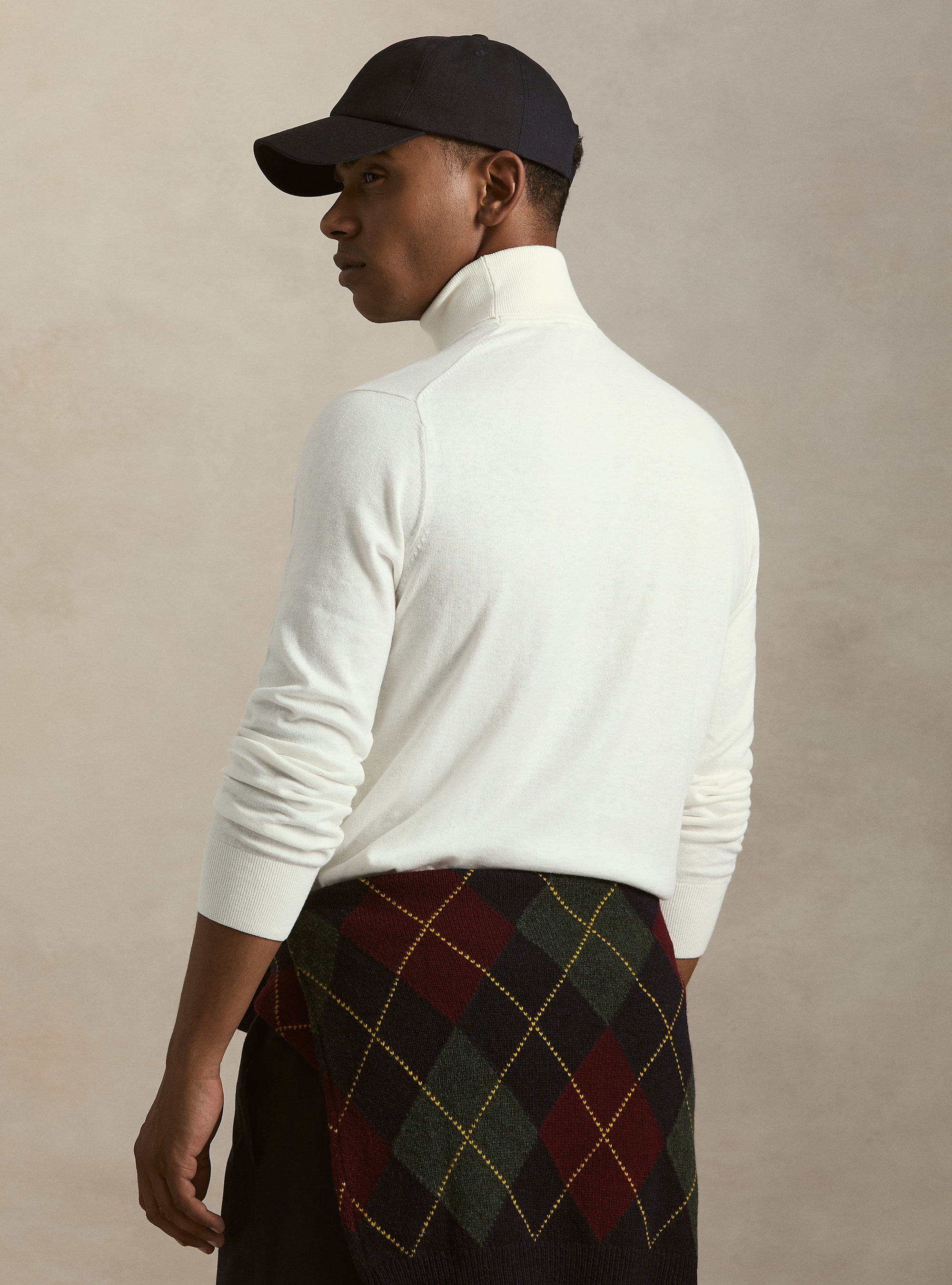 Rollkragenpullover aus Baumwolle und Kaschmir, BIANCO 0099C