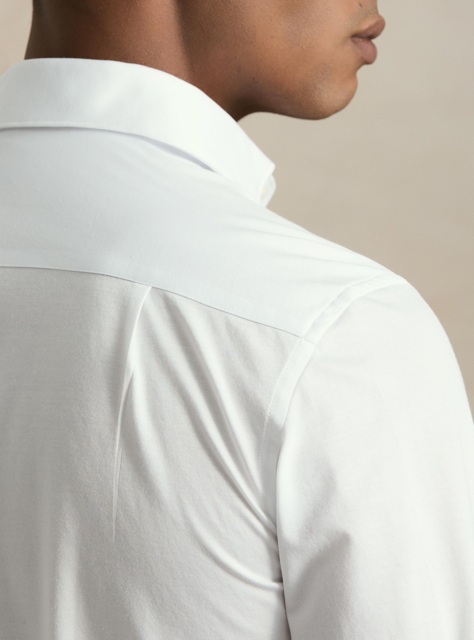 Chemise GT01 en jersey de coton m&eacute;lang&eacute;, BLANC