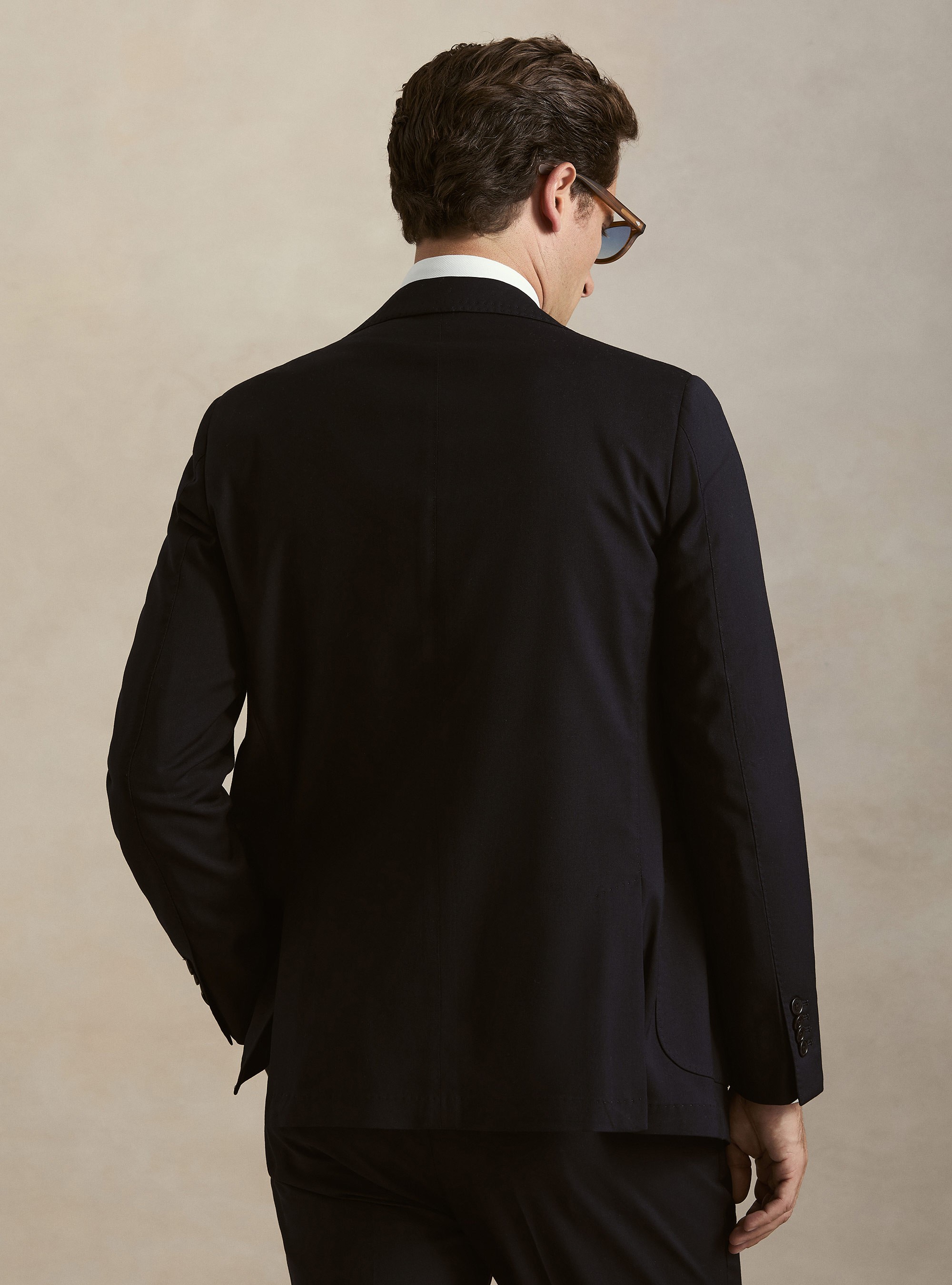 Double-breasted blazer in stretch fabric, NAVY BLUE