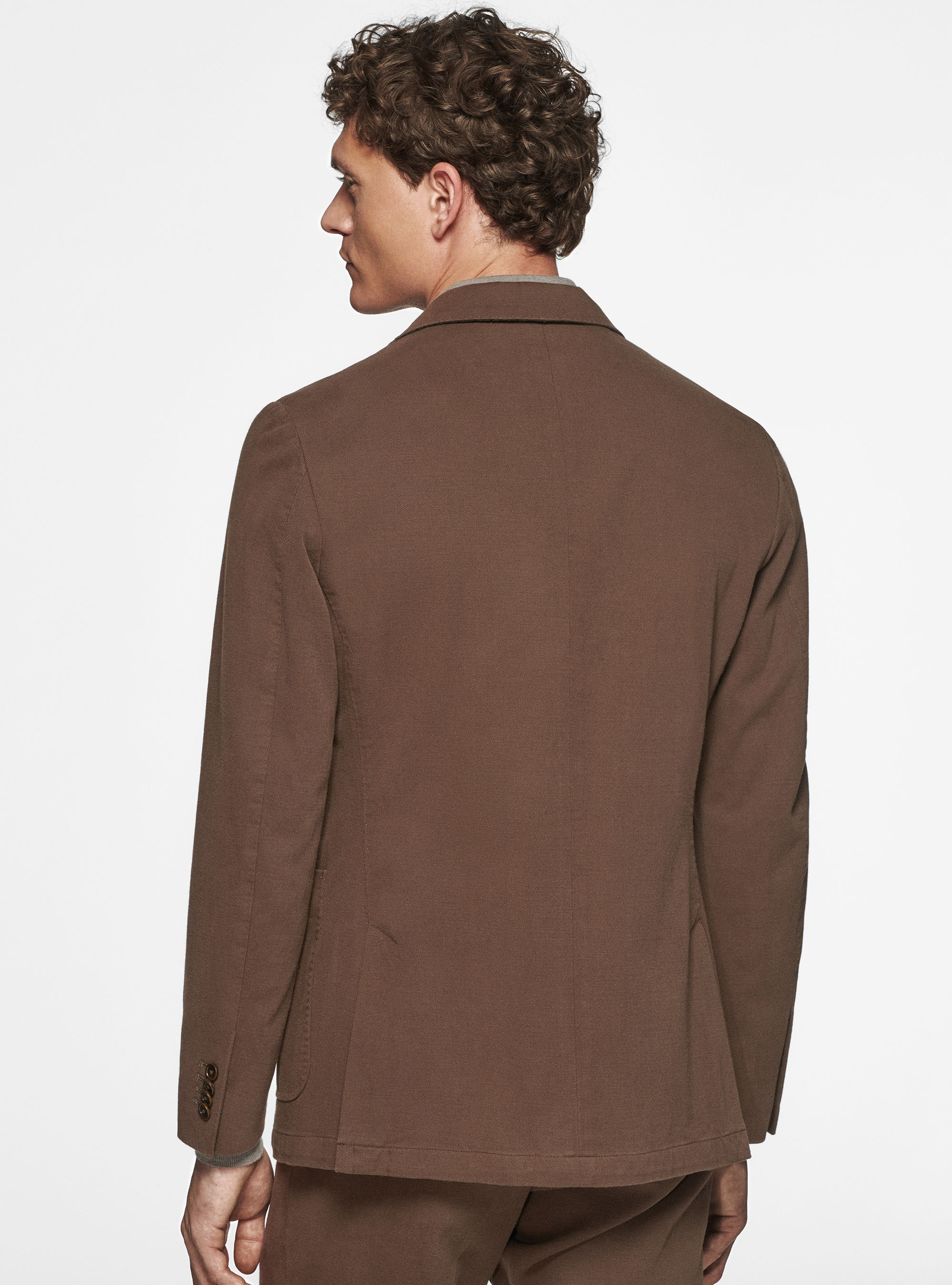 Giacca in cotone cashmere, MARRONE