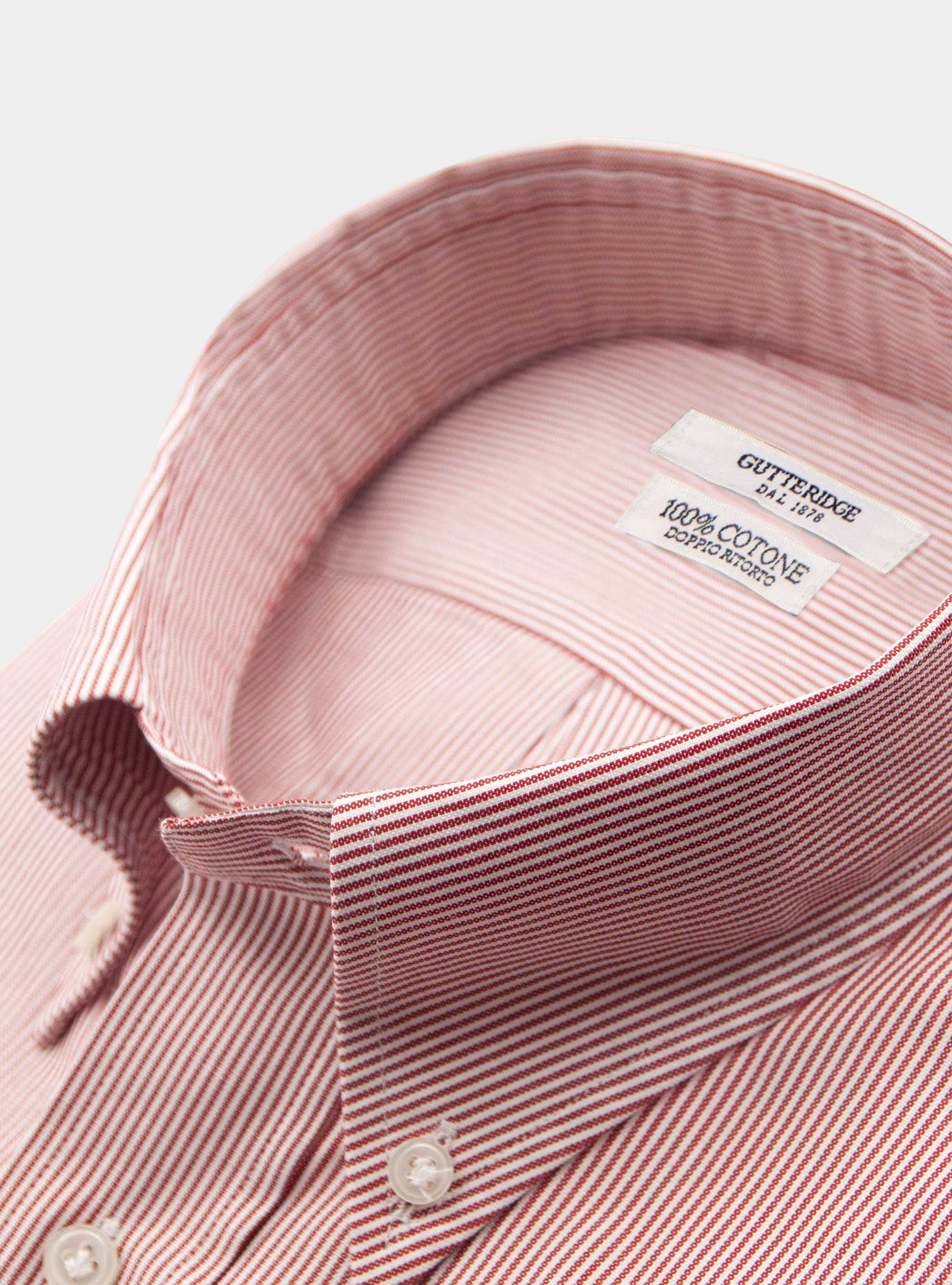 Camicia comfort collo button down in oxford rigato, ROSSO
