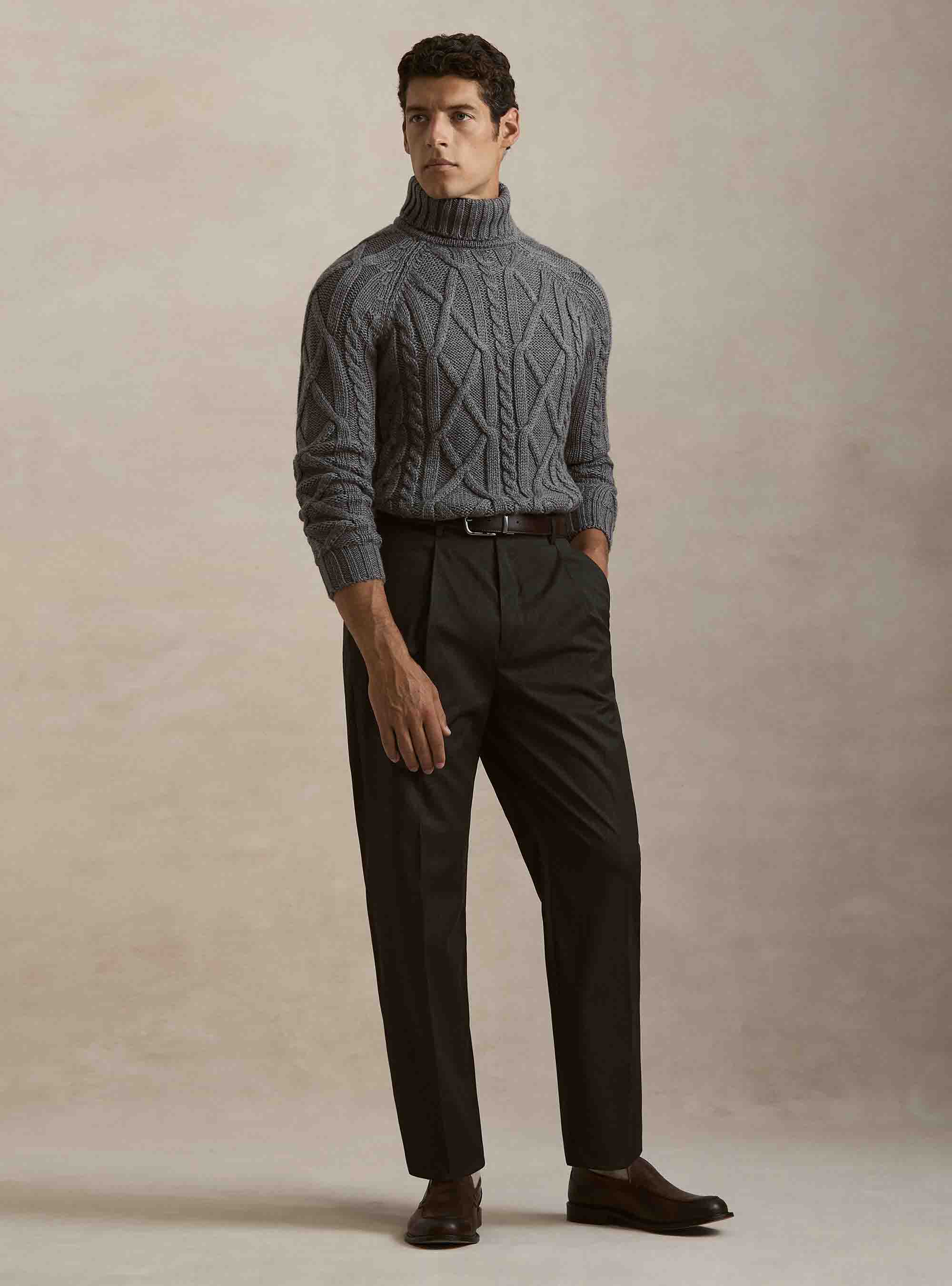 Pantalon large &agrave; pinces, ASPHALTE