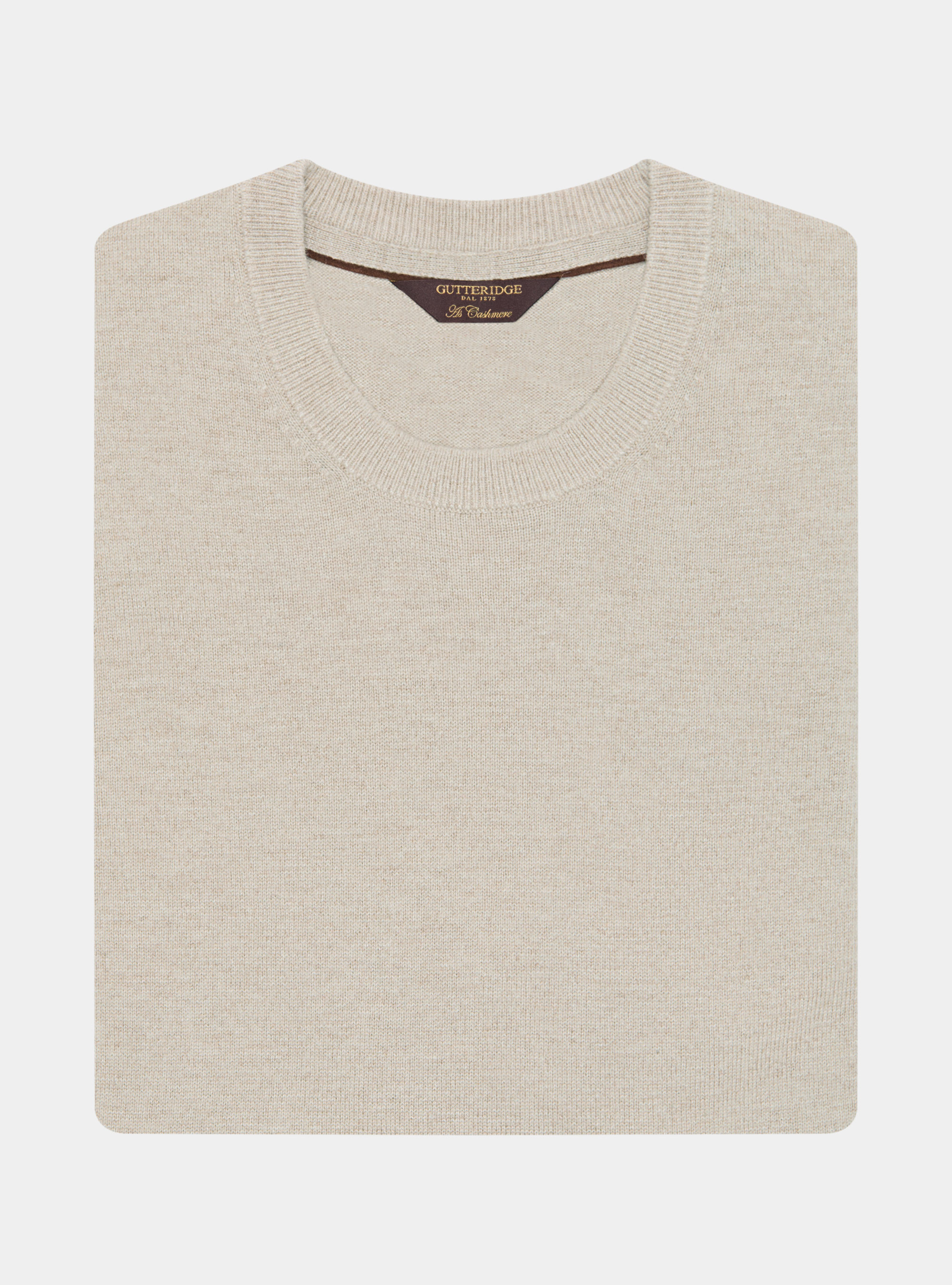 Wool and cashmere blend crewneck sweater, ECRU
