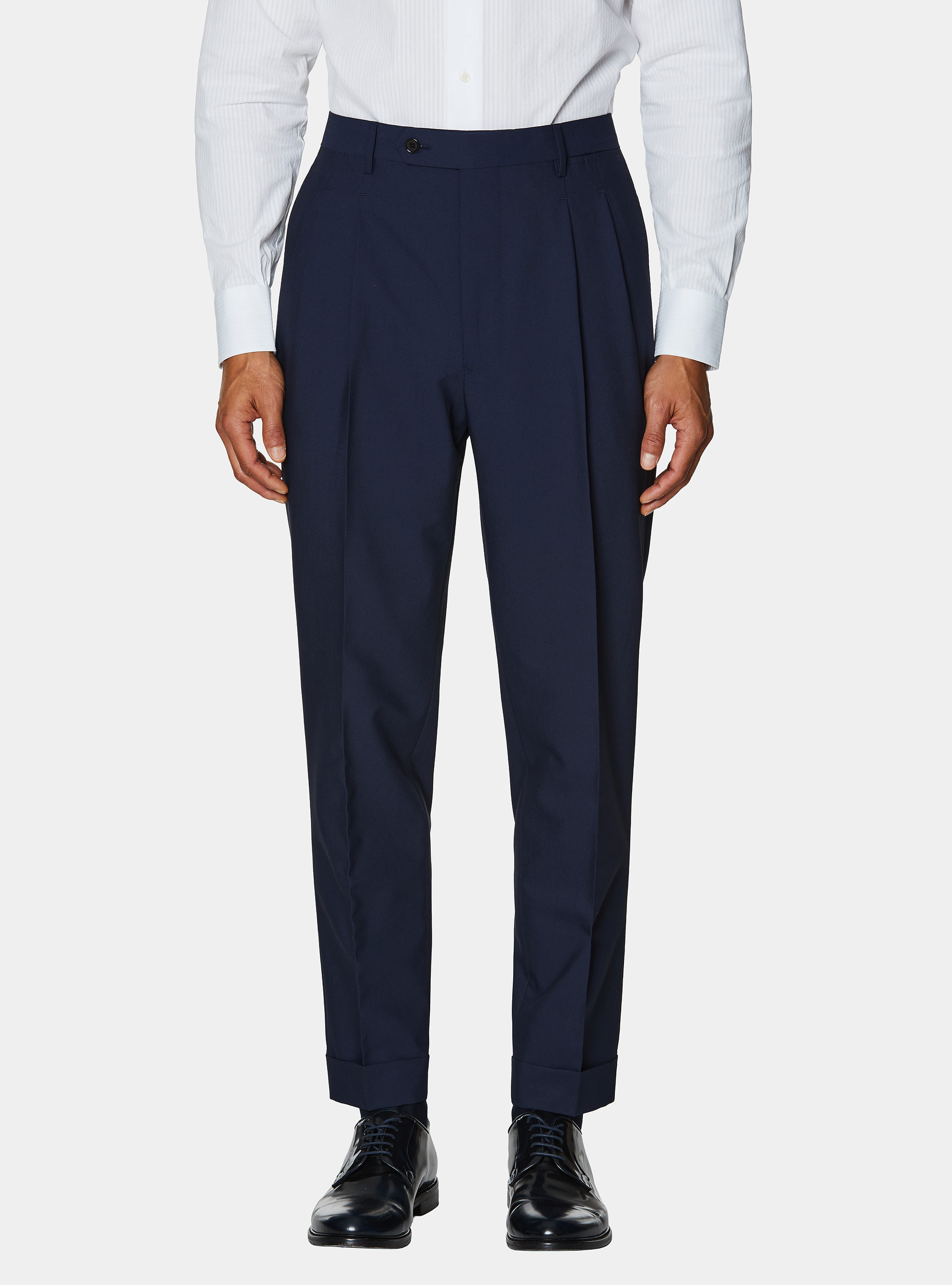Pantaloni classici con pince, BLU NAVY