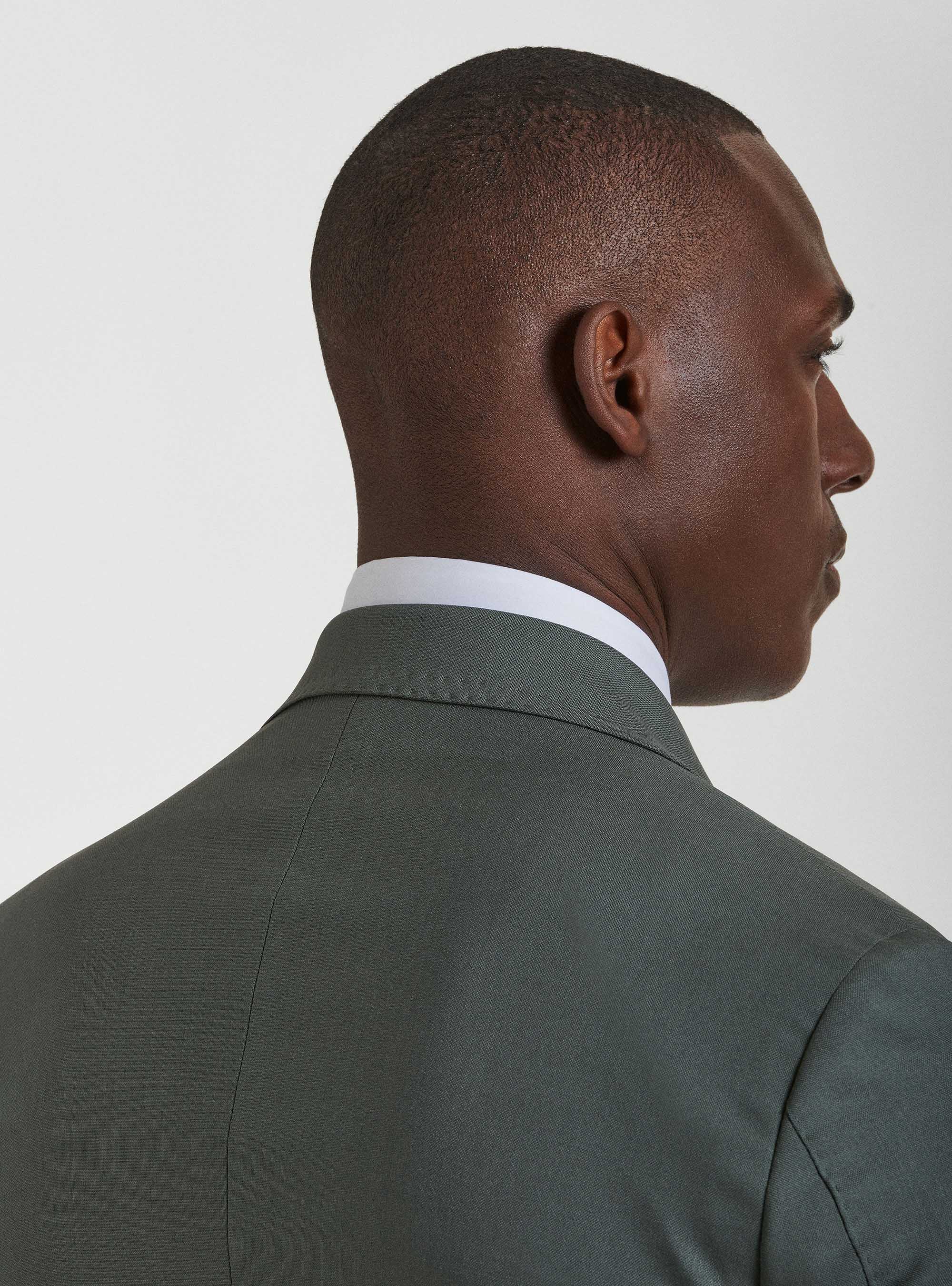 Giacca slim fit doppiopetto in pura lana Vitale Barberis Canonico, SALVIA 0602C