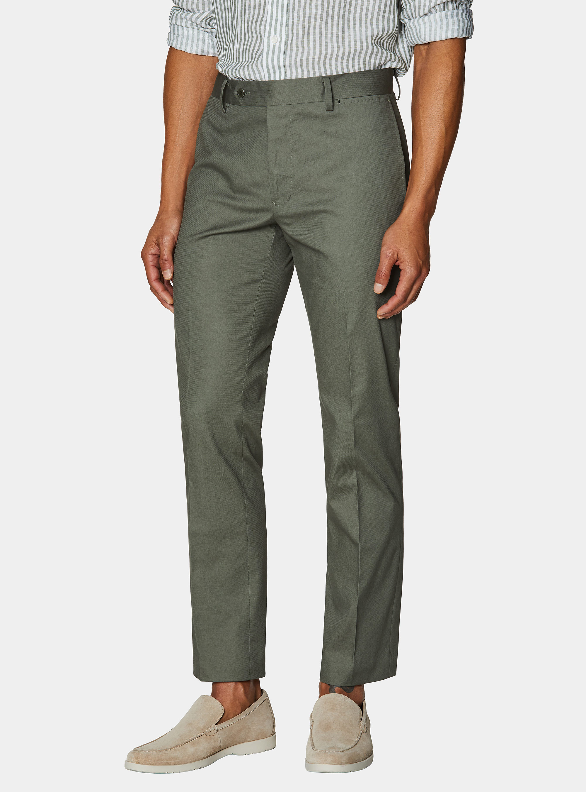 Pantaloni abito in cotone, SALVIA 0602C