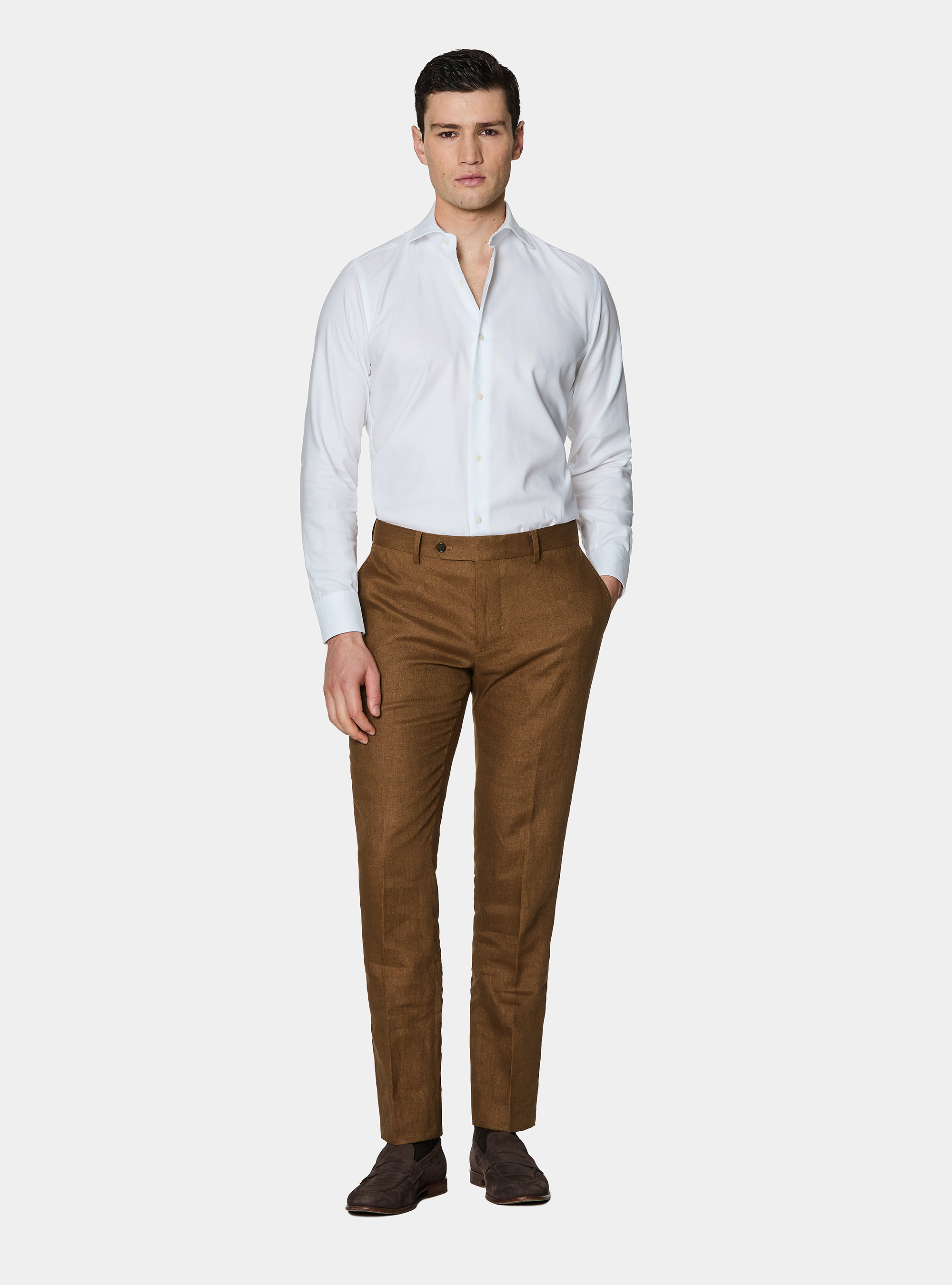 Pure linen suit trousers, MULTICOLOR