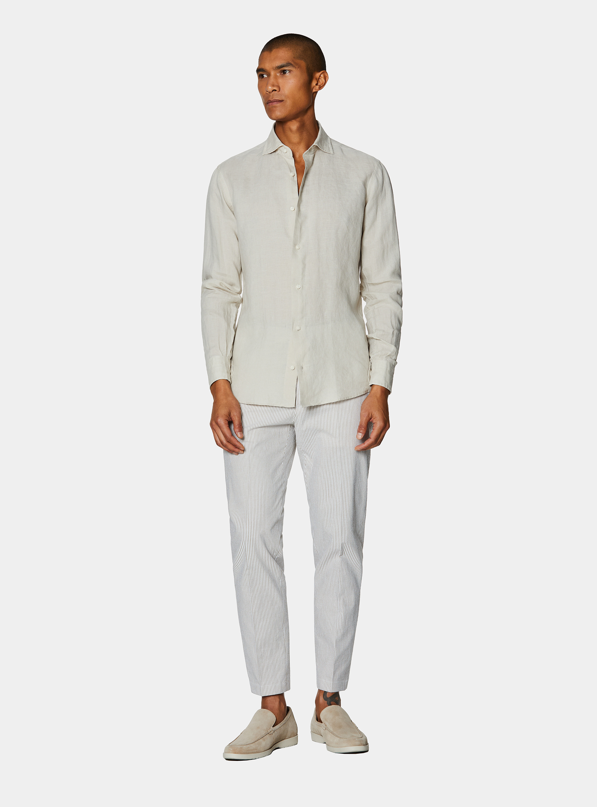 Camisa de lino puro, ECRU 0536C