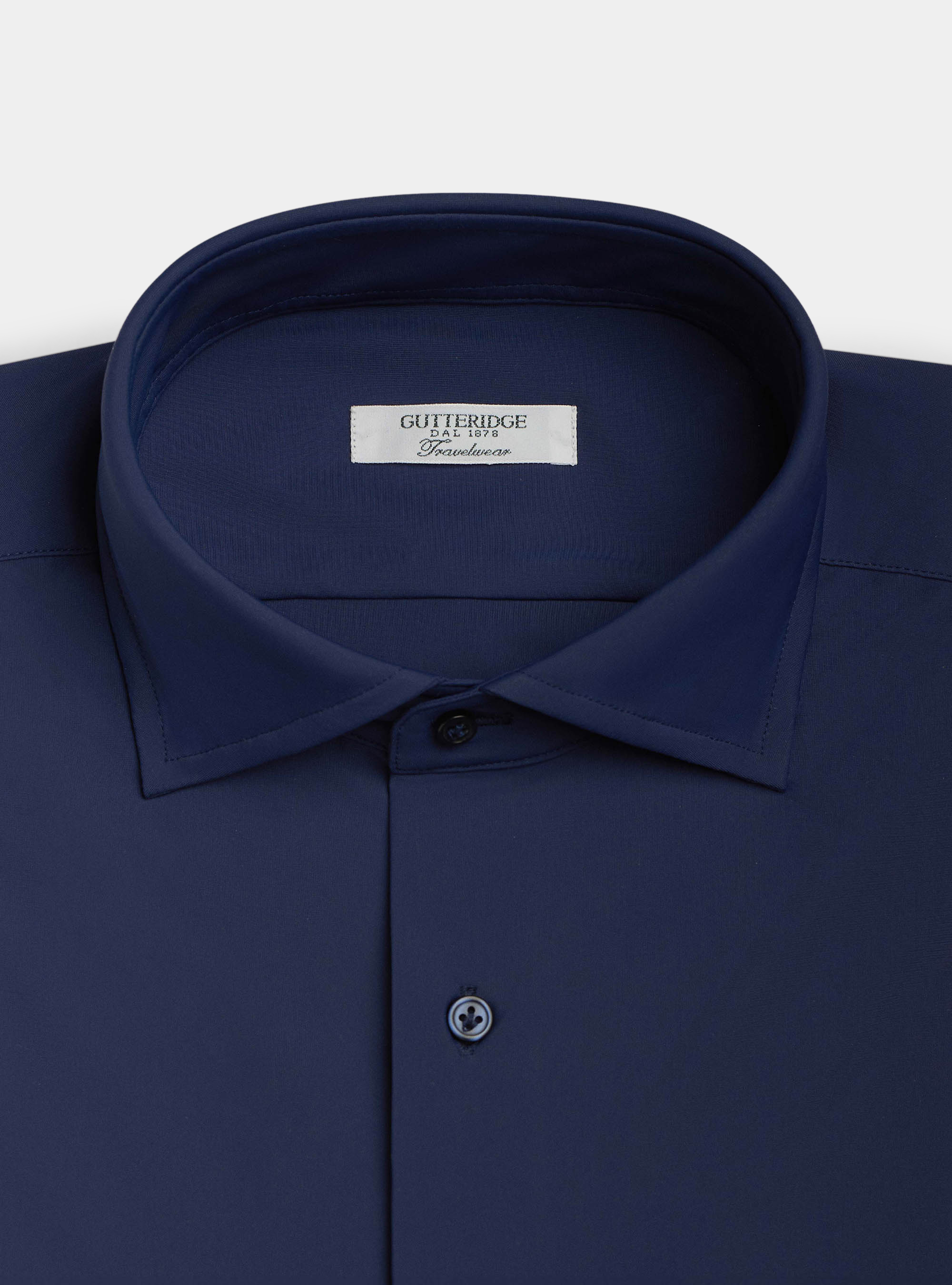 Chemise de voyage col fran&ccedil;ais semi-ouvert, BLEU MARINE