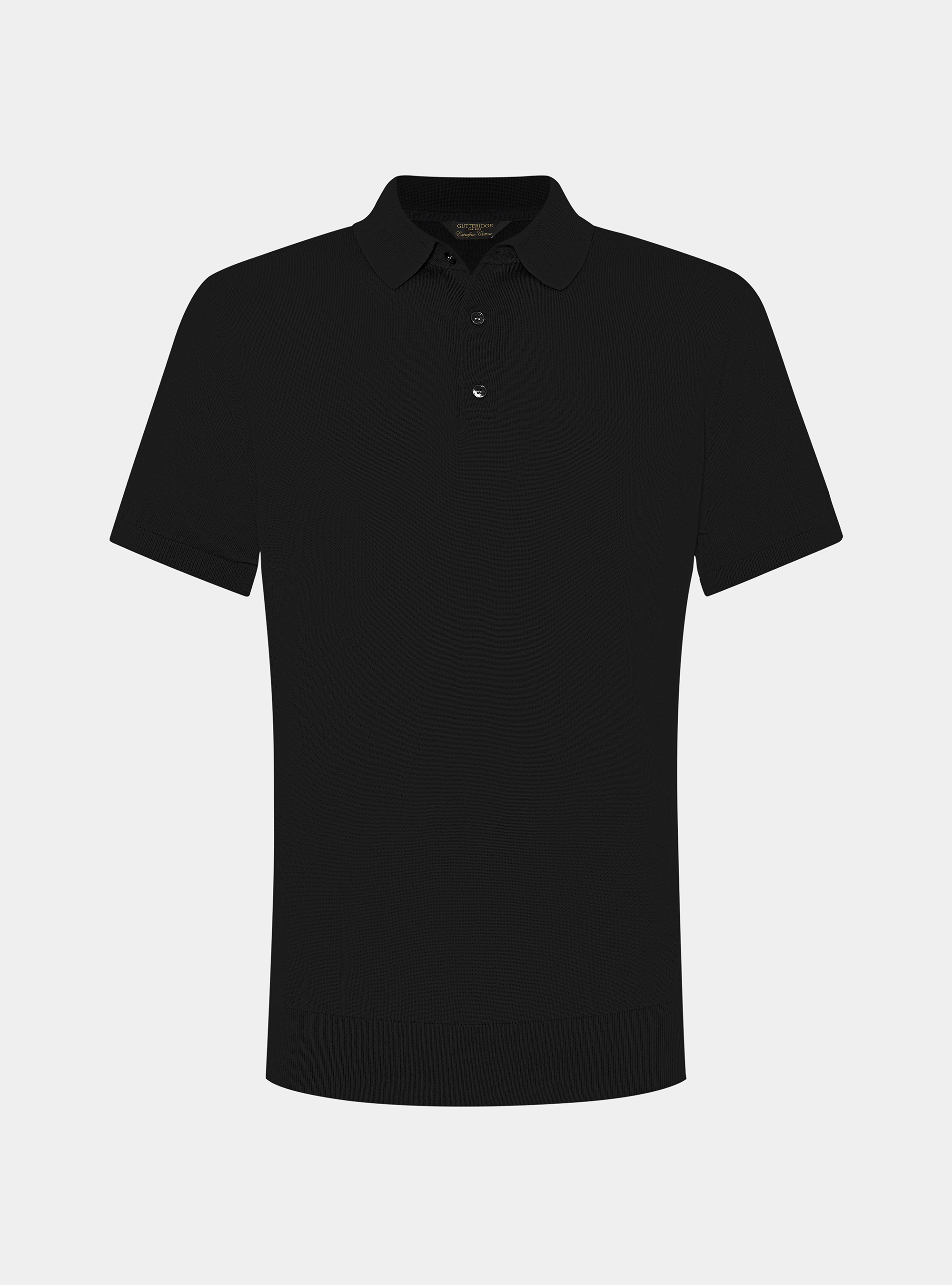 Polo de punto de algod&oacute;n extrafino, NEGRO