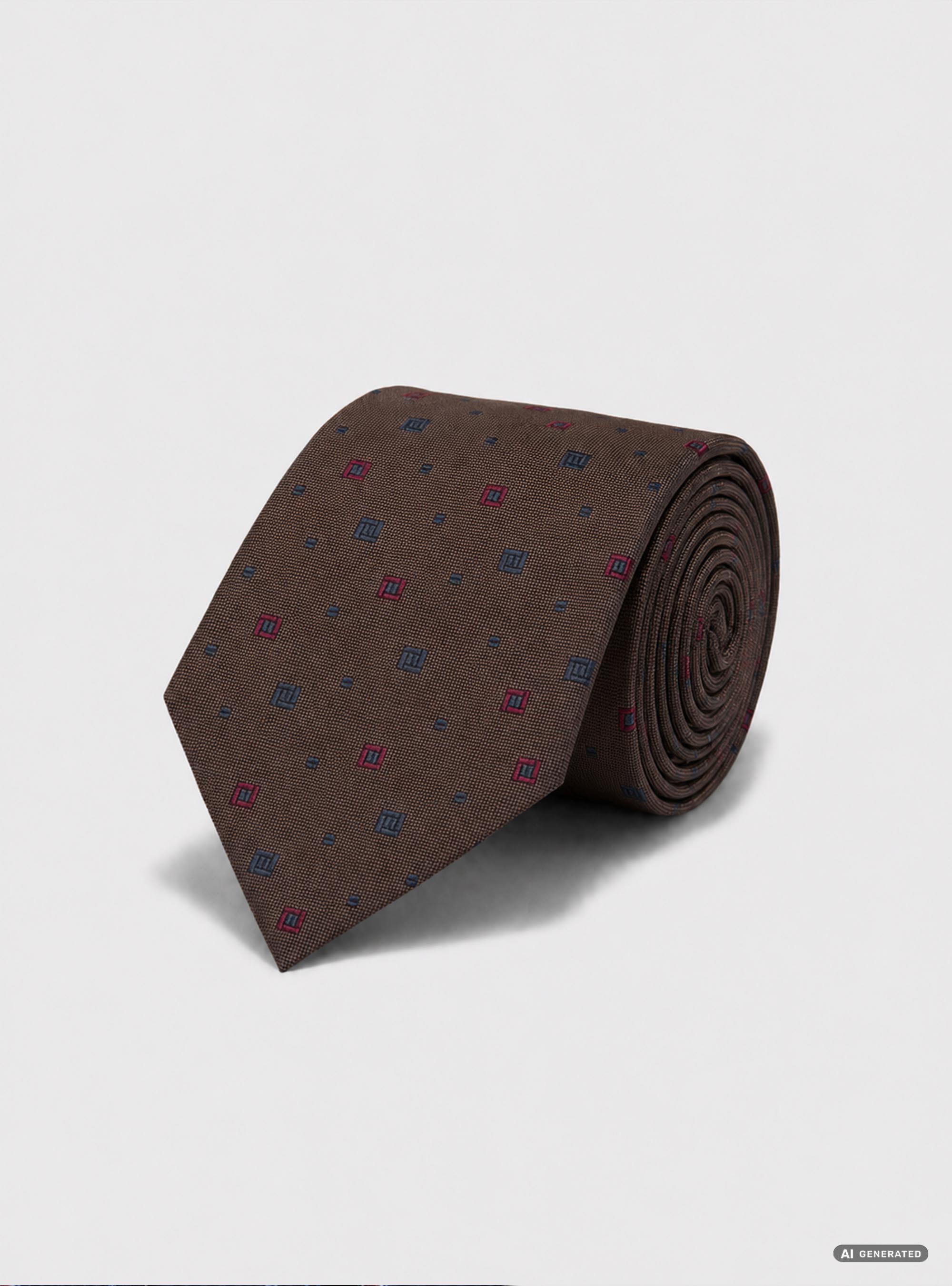 Corbata de seda jacquard con microestampado, MARRON