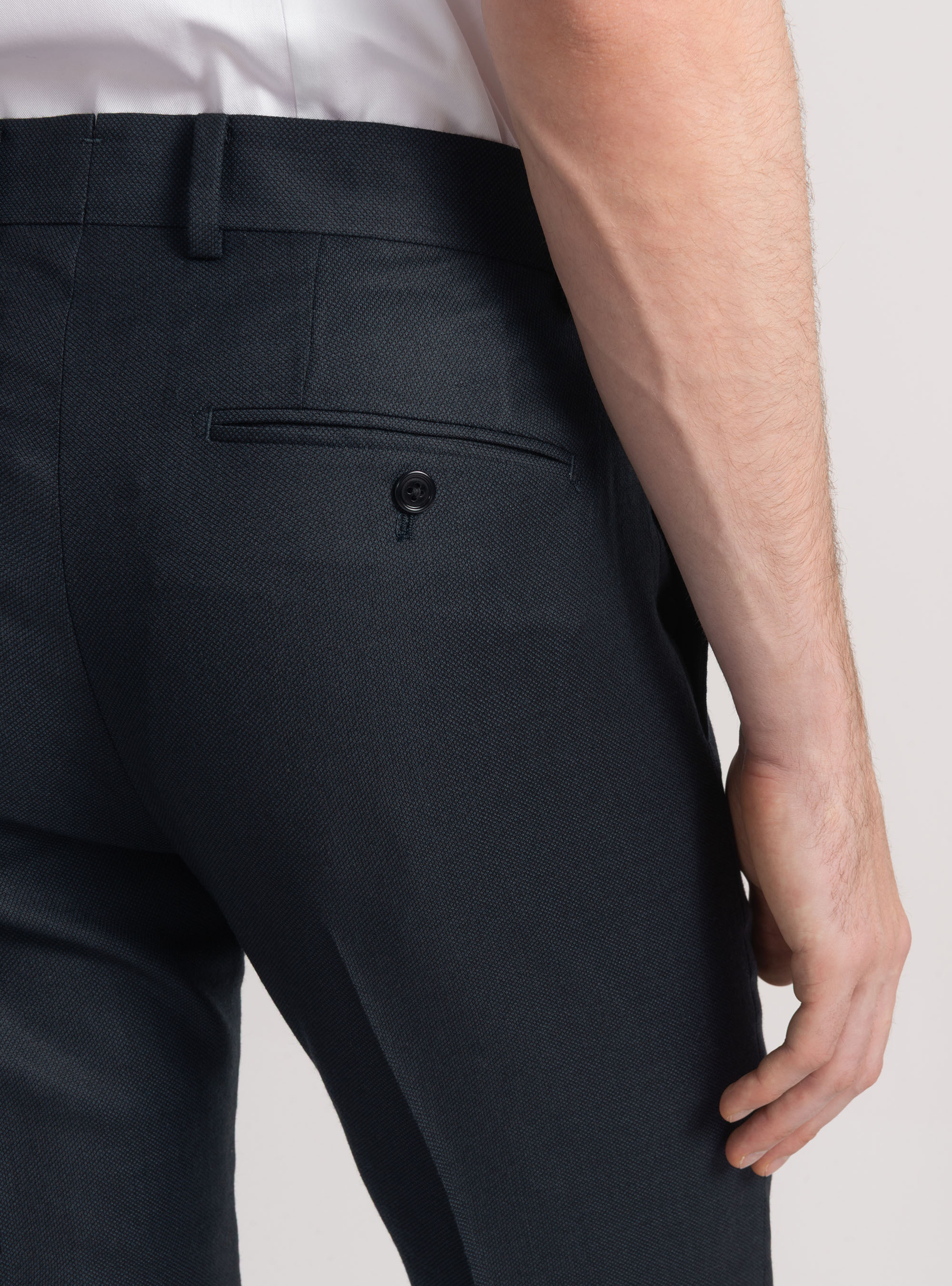 Pantal&oacute;n de traje de lana ojo de perdiz Vitale Barberis Canonico, AZUL MARINO