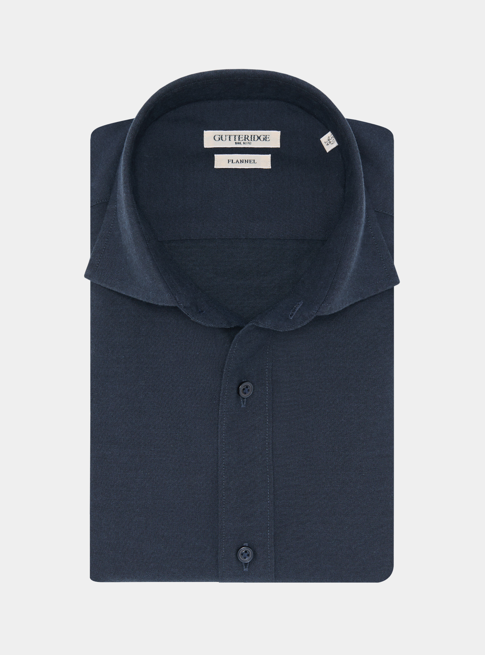Camicia in flanella di cotone e lana, BLU NAVY
