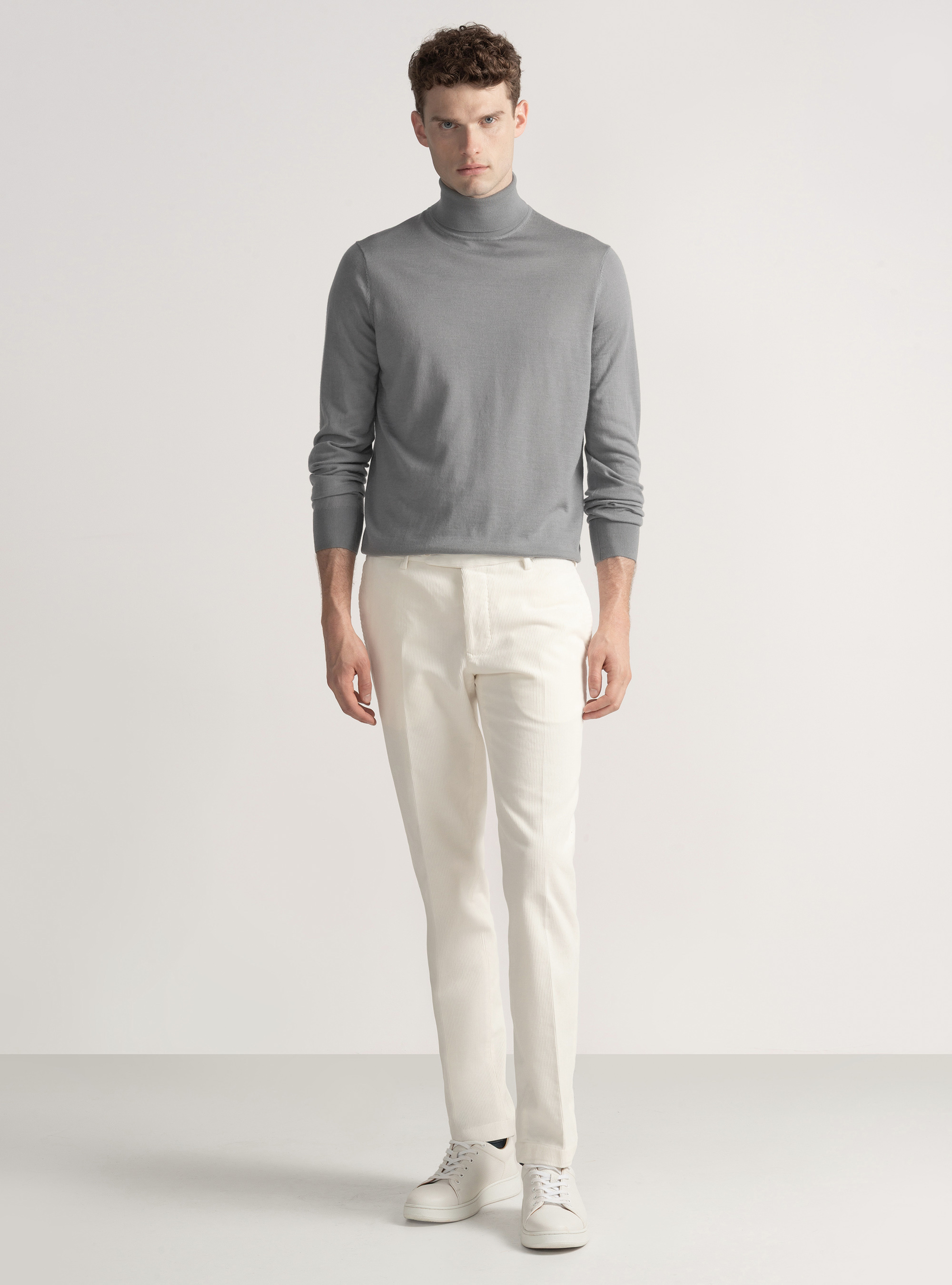 Turtleneck in pure extra-fine merino wool, GREY