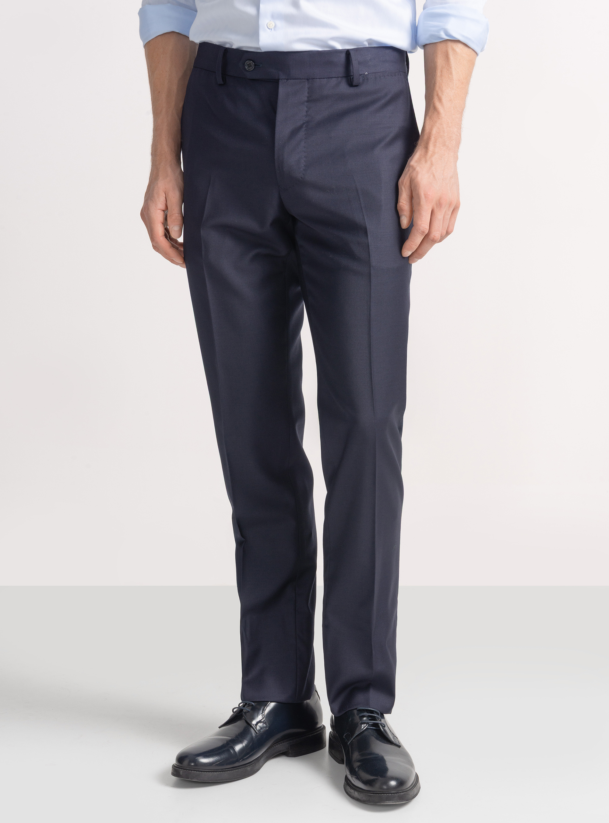 Suit trousers in pure superfine 120s wool, NAVY BLUE
