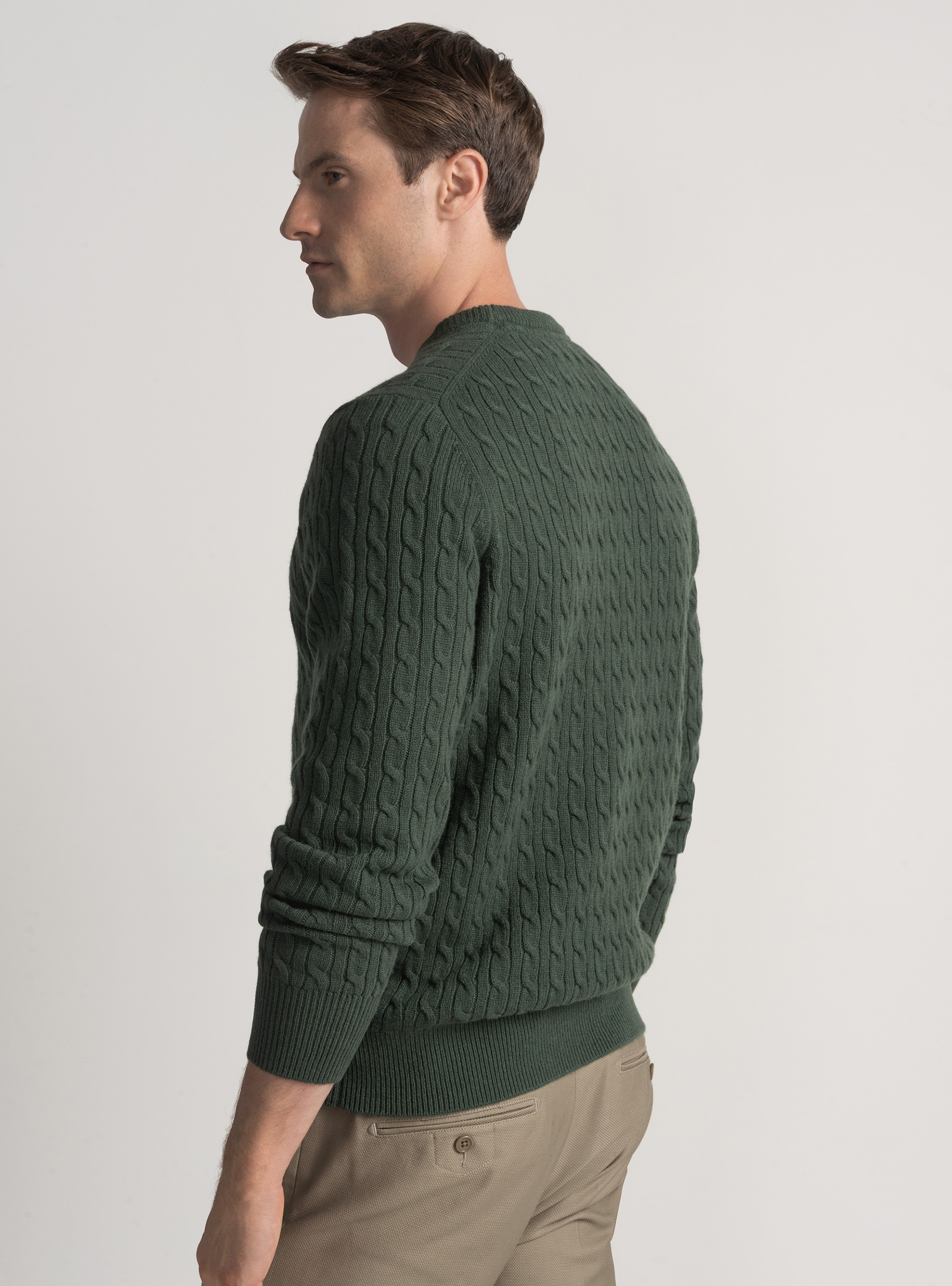 Crew-neck sweater with wool and cashmere braid, MILITARE 0609C
