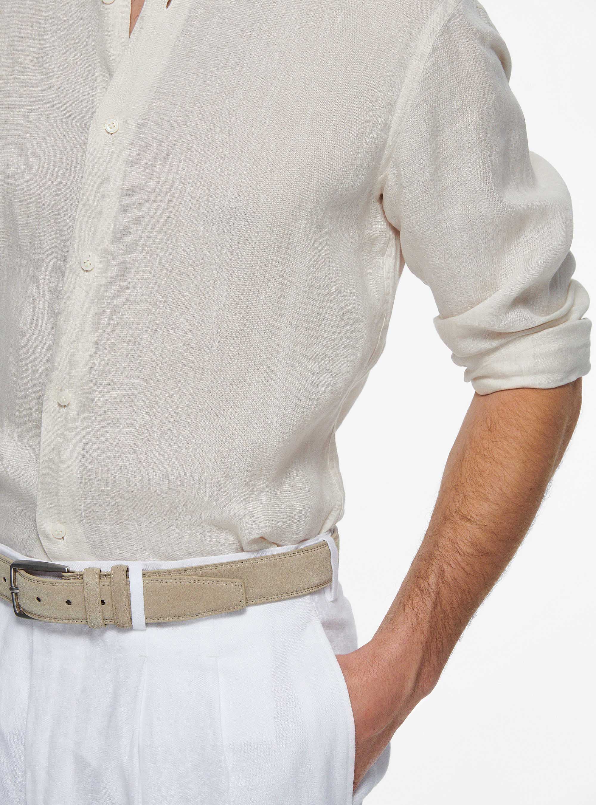 Camicia in puro lino, ECRU