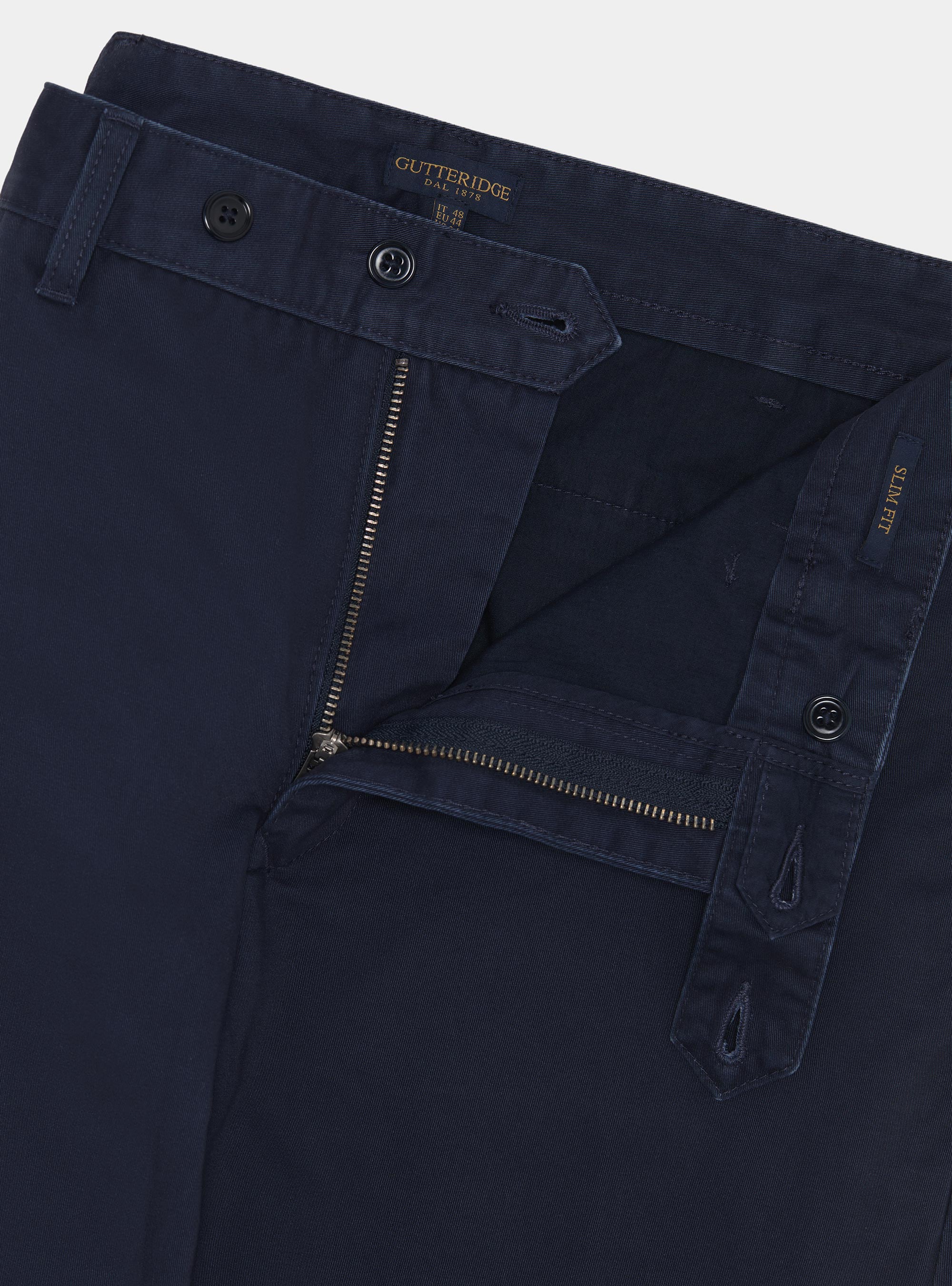 Cotton twill chino trousers, NAVY BLUE