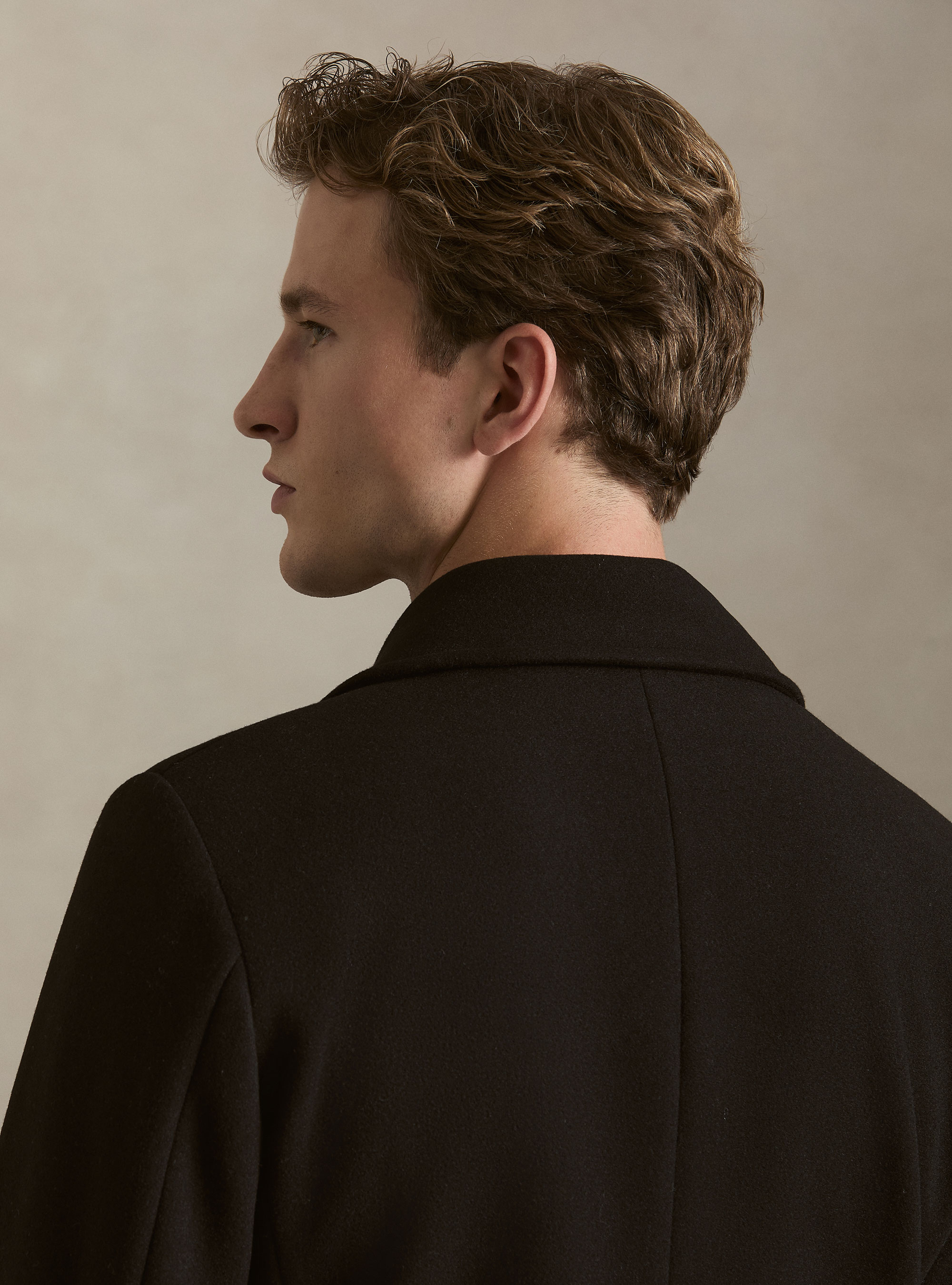 Solid color peacoat, BLACK